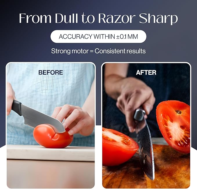 Professional Electric Knife Sharpener with 100% Diamond Abrasives, 3-Stage Sharpening & Polishing System, Precision 20° Angle Guides, Restore & Maintain Kitchen Knives