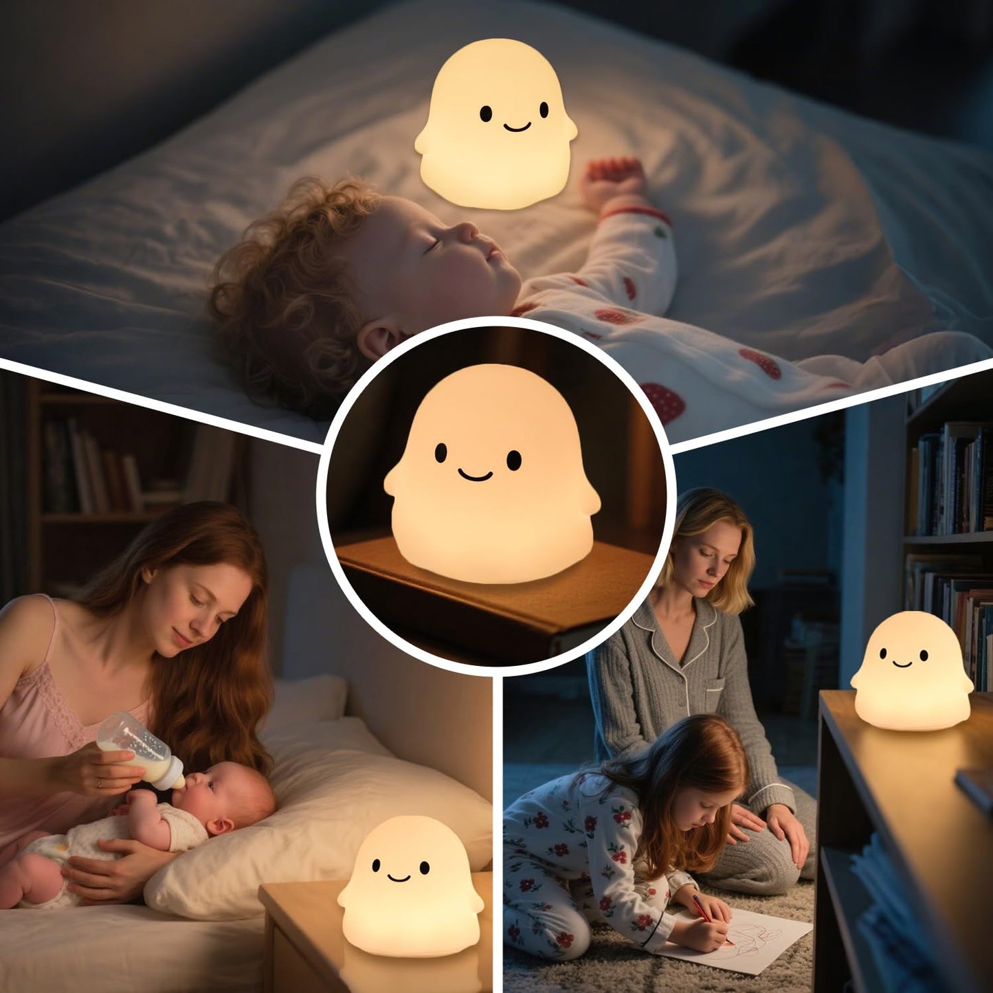 Rytinazzz Halloween Ghost Night Light  Kids Halloween Gifts - Cloud Nightlight  Halloween Decorations  Squishy Silicone  Dimmable  Rechargeable  30-Min Timer  Bedroom Nursery Bedside  Room Decor