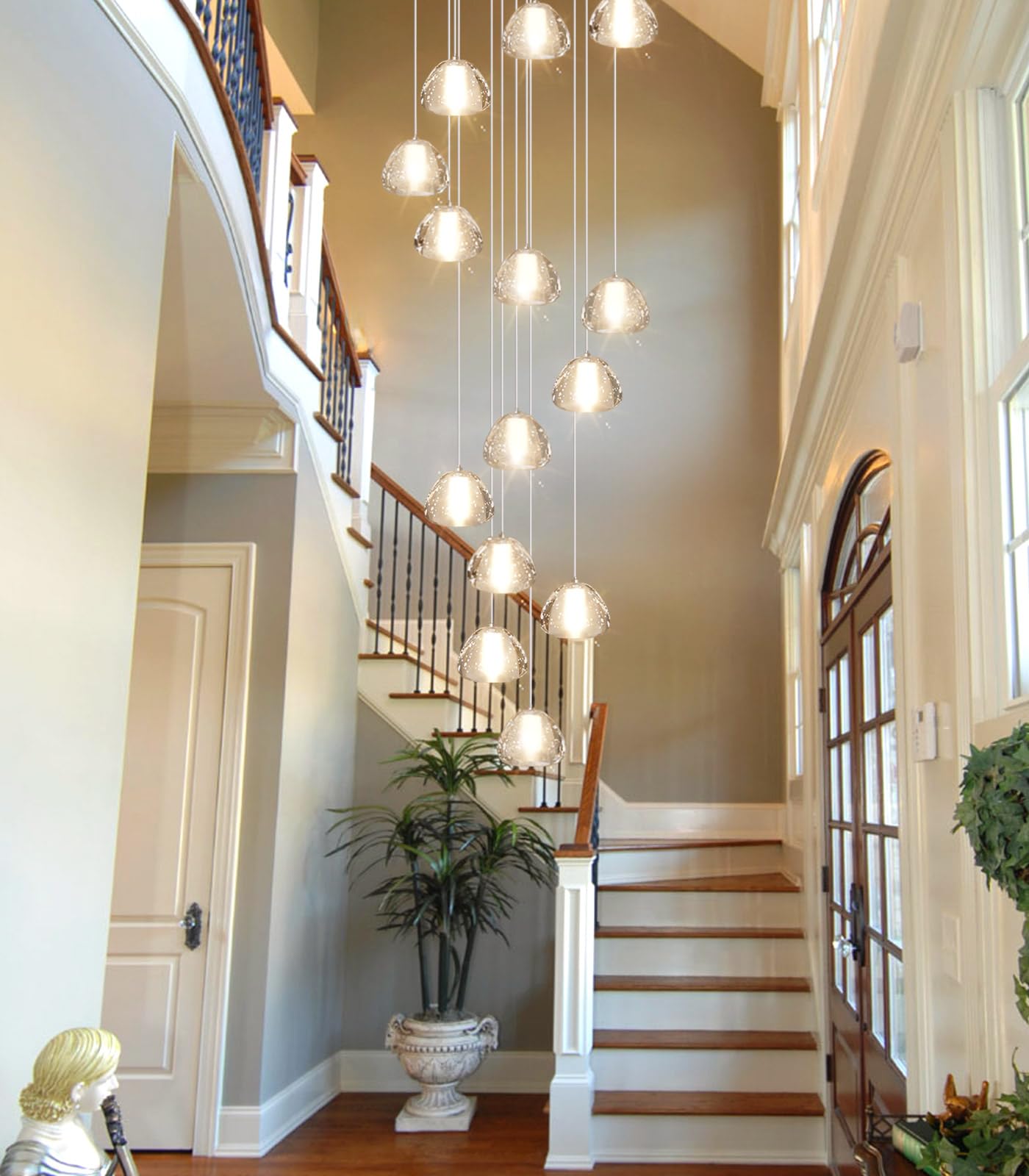 Modern Crystal Chandelier For Hallway Gold Led Ceiling Lighting For Staircase Light Fixture For Living Room Foyer Entryway