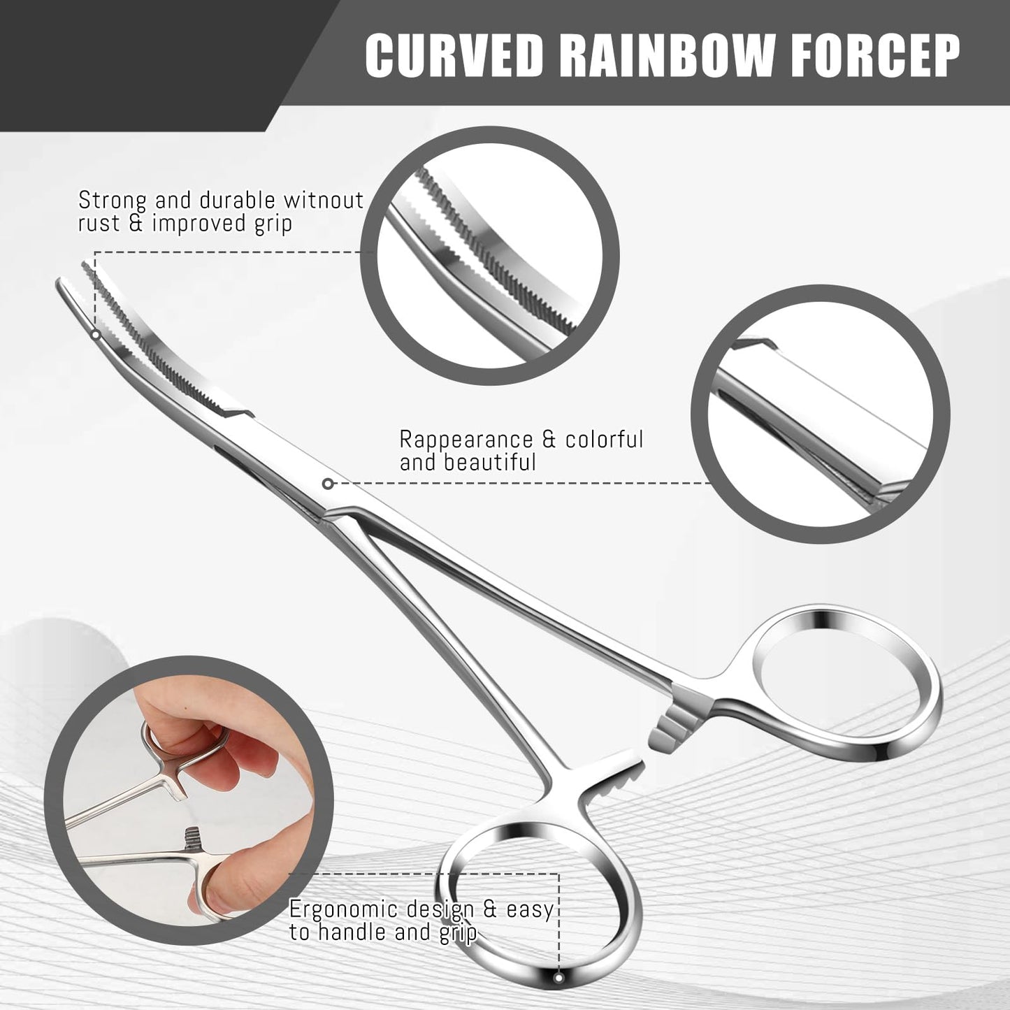 BBTO Hemostat Curved and Straight Hemostat Forceps Piercing Pliers Forceps, Stainless Steel Straight and Curved Pliers, Fishing Tweezer(Silver,2 Pcs)