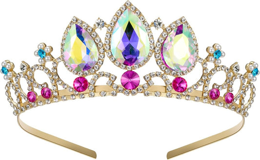 SWEETV Princess Tiaras for Little Girls, Kids Dress-up Crown Headband, Birthday Wedding Halloween Cosplay Hair Accessories