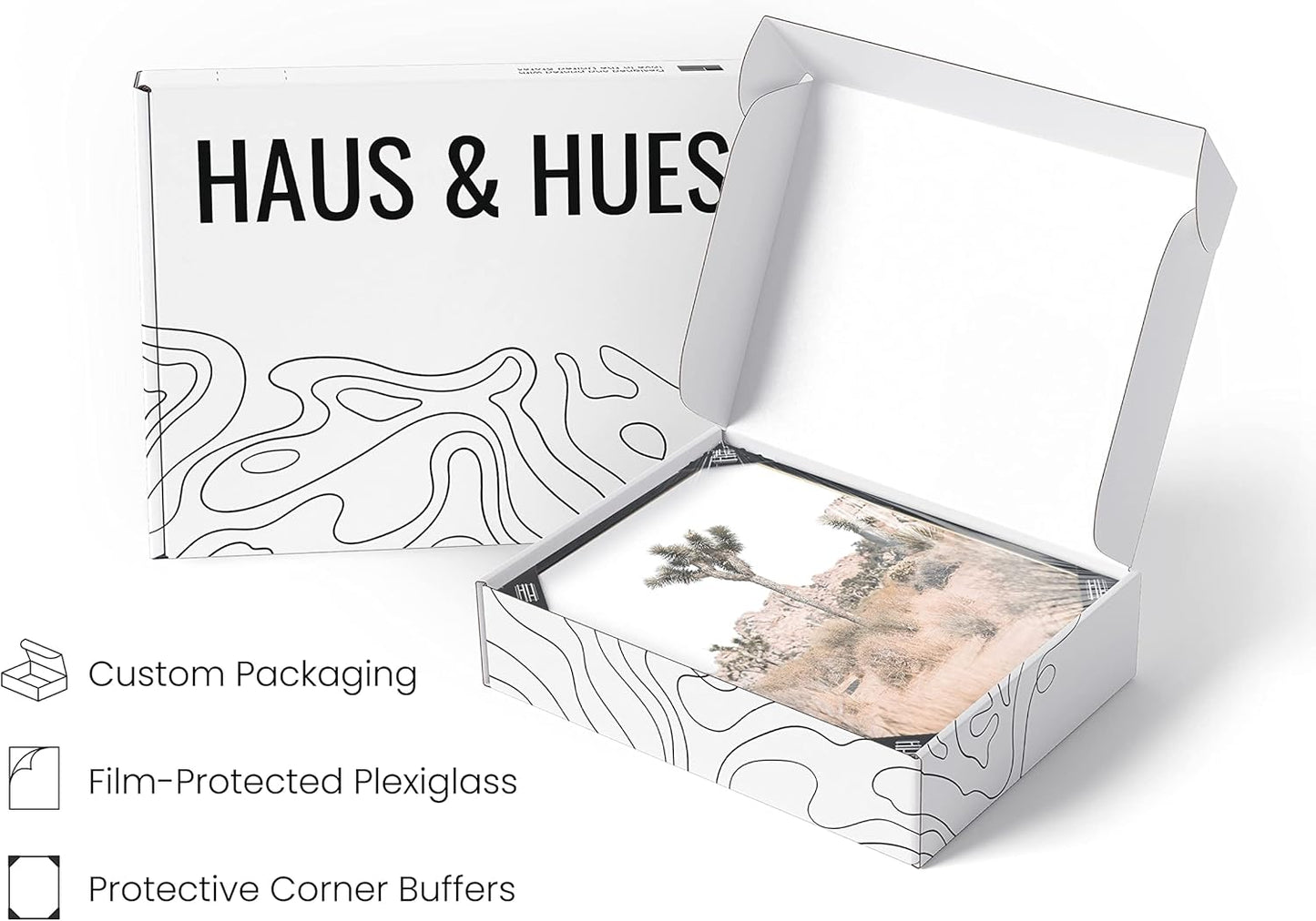 HAUS AND HUES Desert Succulent Wall Art Prints, Set of 6, 8x10 inches, Black Framed, Botanical Art Kitchen Prints