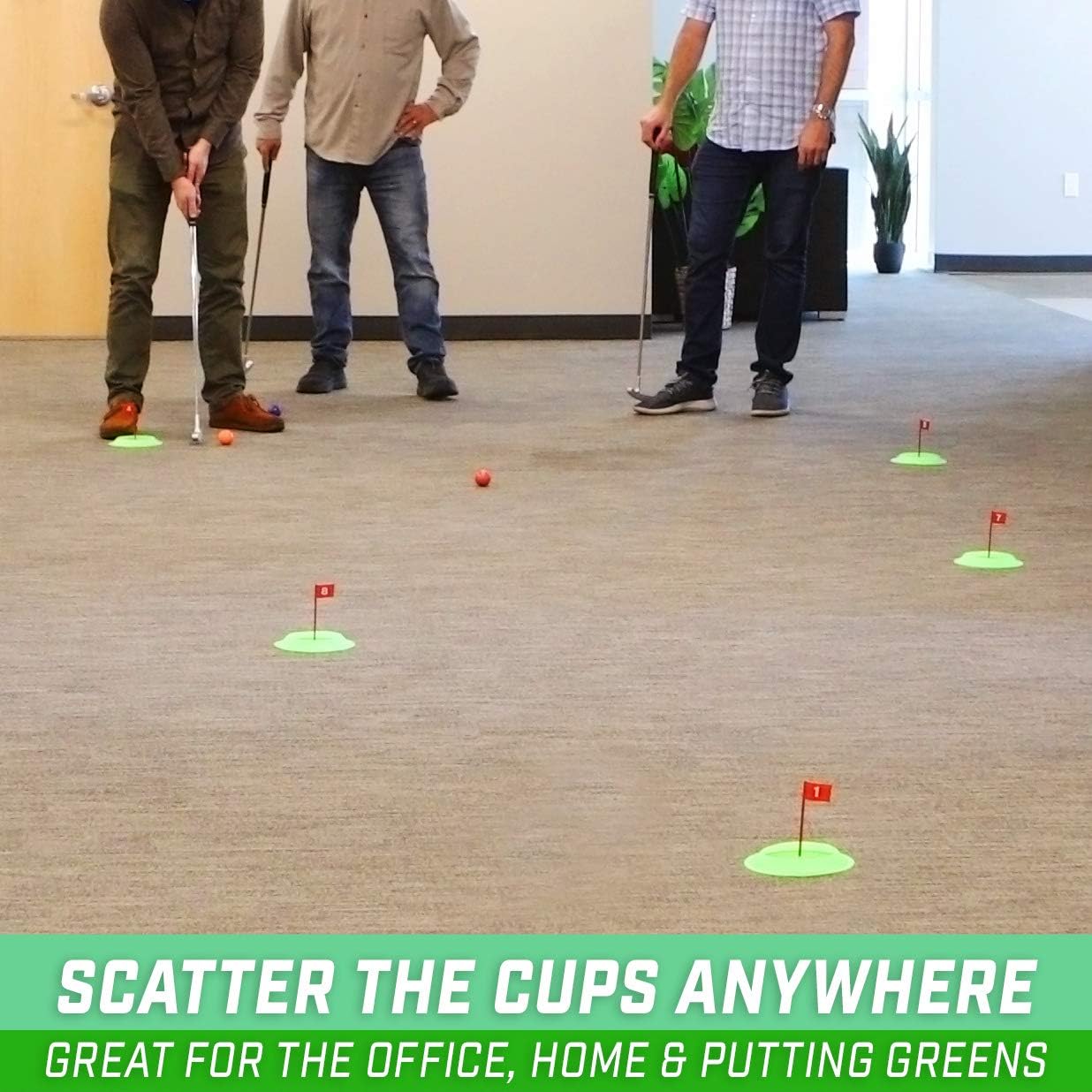 GoSports Pure Putt Challenge Mini Golf Game - Build Your Own Course at Home, The Office or On The Green - Includes 9 Holes, 4 Balls, Dry-Erase Scorecard, Tote Bag & Rules