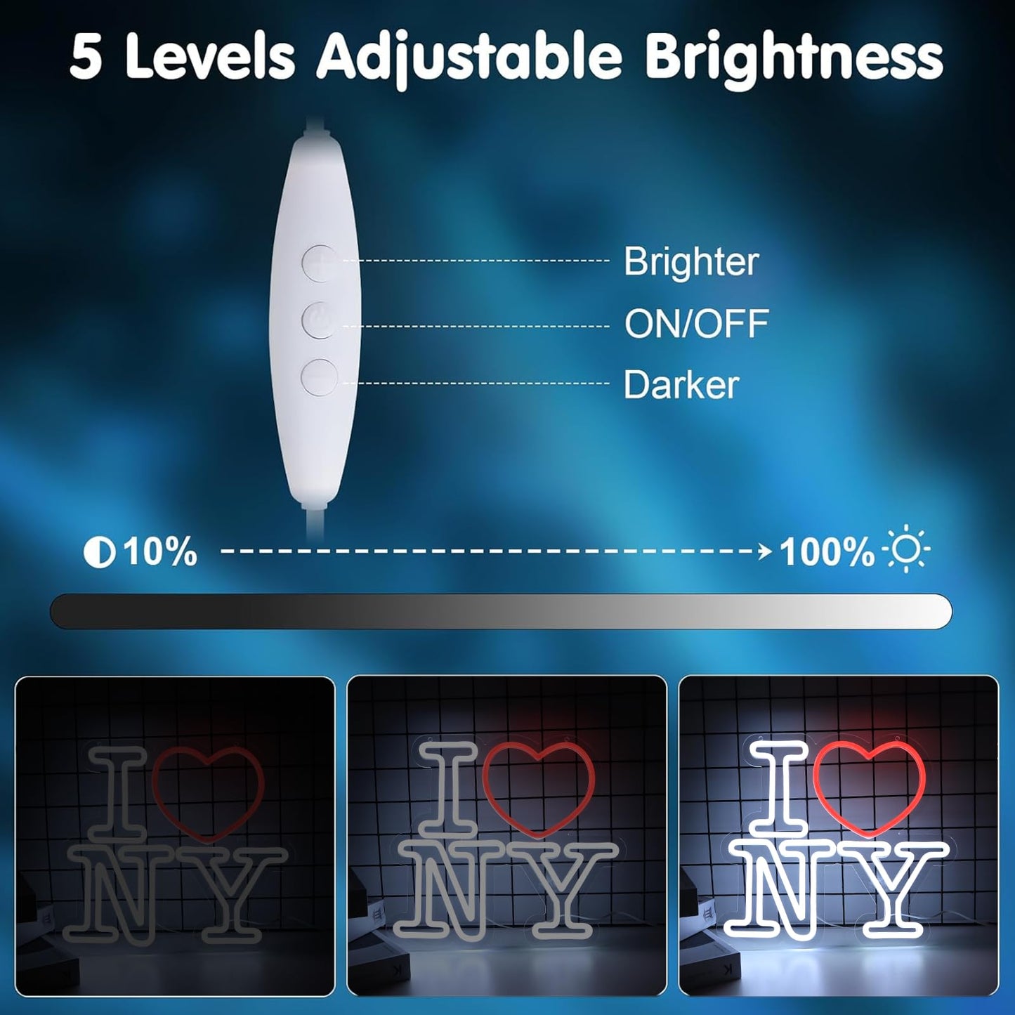 Qbanziou Love Ny Neon Signs For Wall Decor