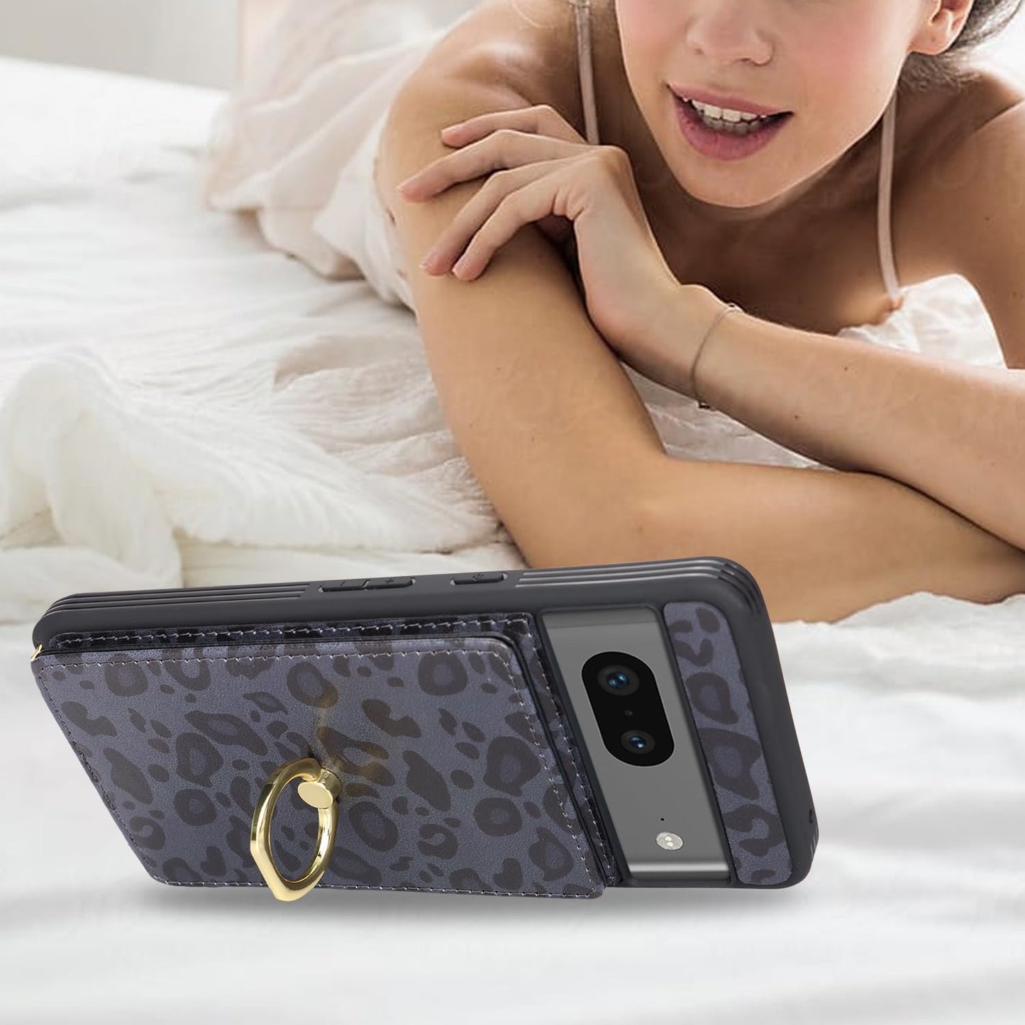 Lipvina For Google Pixel 7 Case With Card Holder And Strap For Women,Crossbody Lanyard,Ring Stand,Snap Clasp,Cute Phone Wallet C