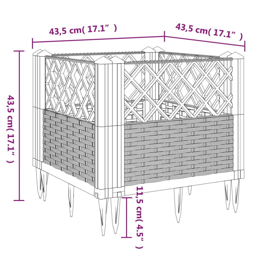 VGLQNRPT Modular Garden Planter Box 17.1 Inch Square Raised Bed for Vegetables Flowers Herbs Durable Rattan Look Outdoor Container Black