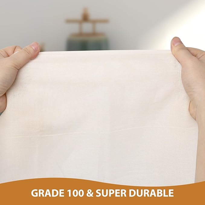 8 PCS Reusable Cheese Cloths for Straining, 20x20 Inch Hemmed Cheesecloth, 100% Cotton Unbleached Cloth Strainer for Coffee Brewing Cooking, Baking, Juicing, Straining, Cheese Making