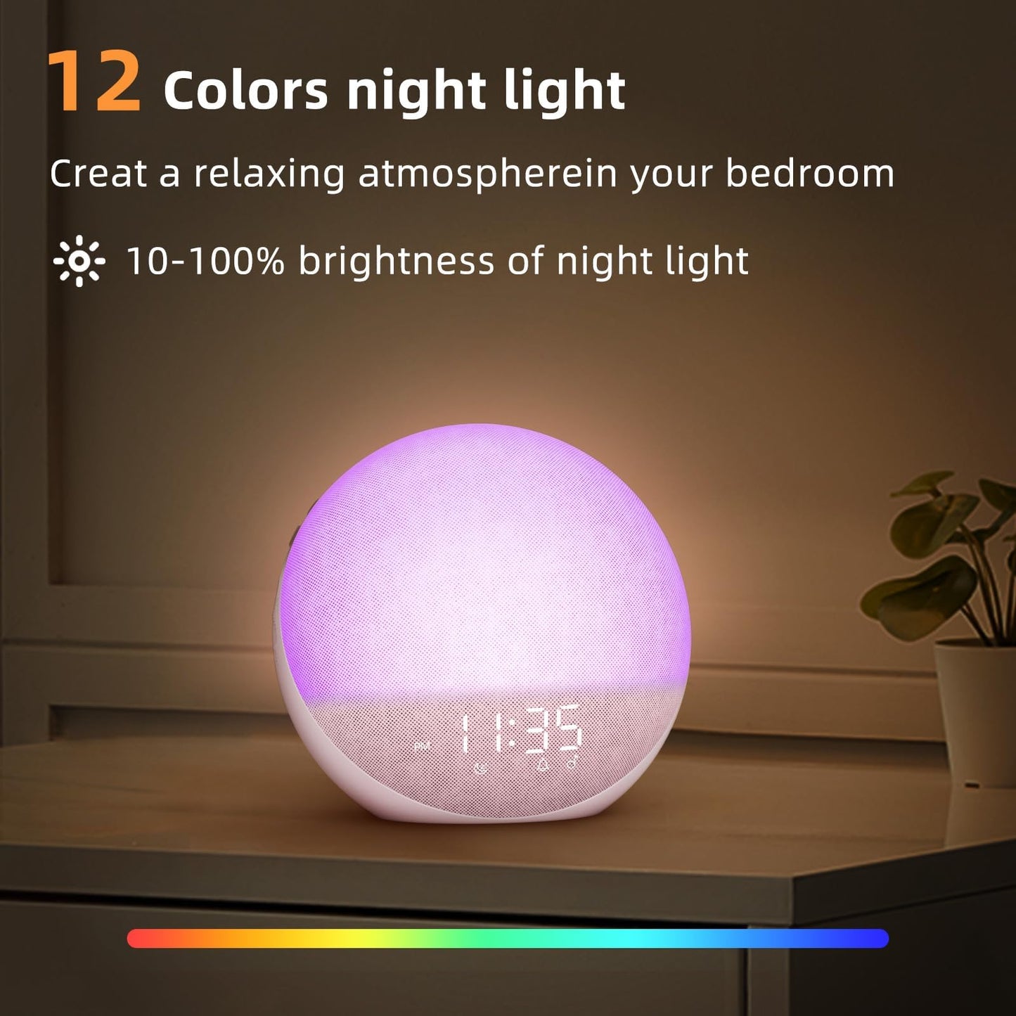 Odokee Sunrise Alarm Clock White Noise Machine: Natural Wake Up Light - Dimmable Clock with Bluetooth Speaker for Bedroom - 25 Sleep Sounds for Baby Adults Kids Sakura Pink