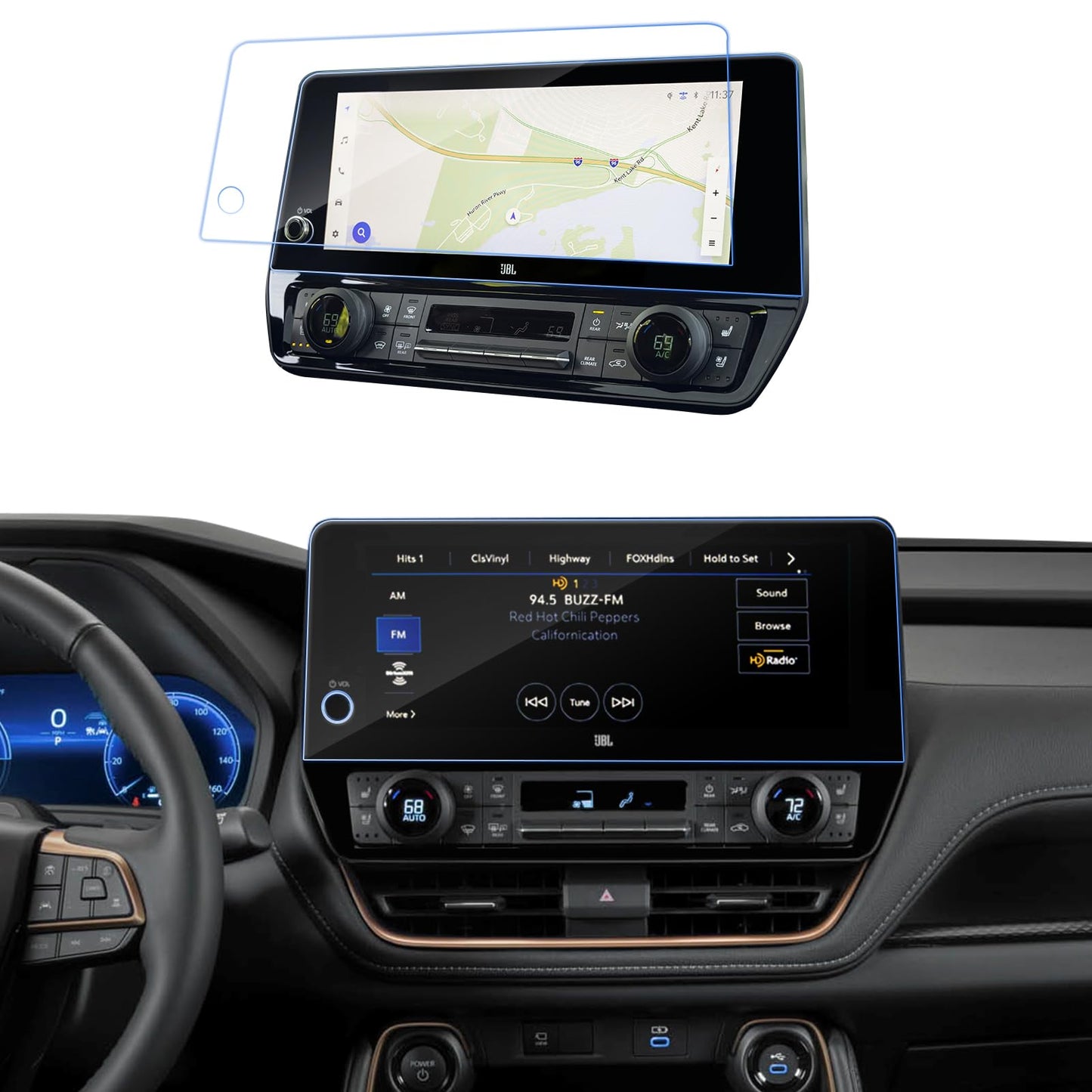Lantu 2Pcs Car Nano Screen Protector For 2024 2025 Toyota Grand Highlander Accessories 12.3 Inch Navigation Touchscreen Protecto