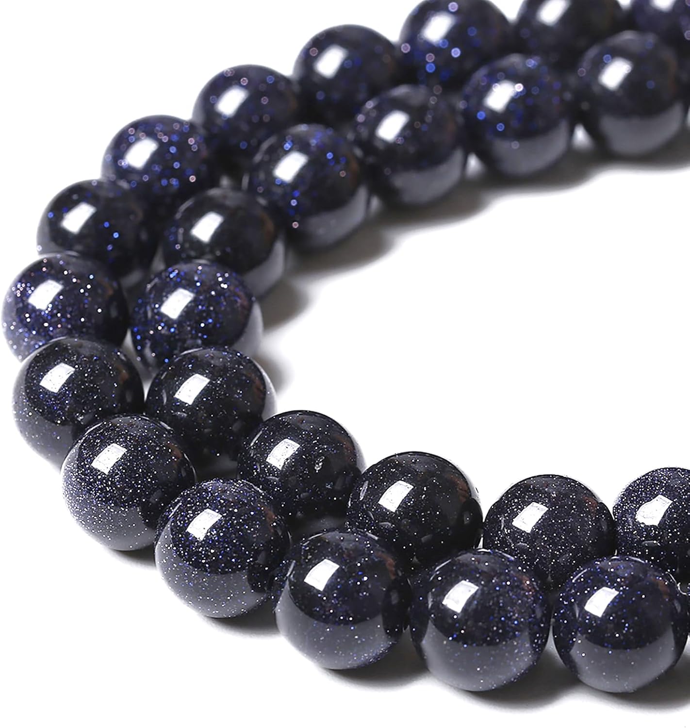 180PCS 4mm Blue Sandstone Gemstone Beads Beads Natural Stone Round Loose Beads for Jewelry Making DIY Bracelet Necklace 32" 2 Strands