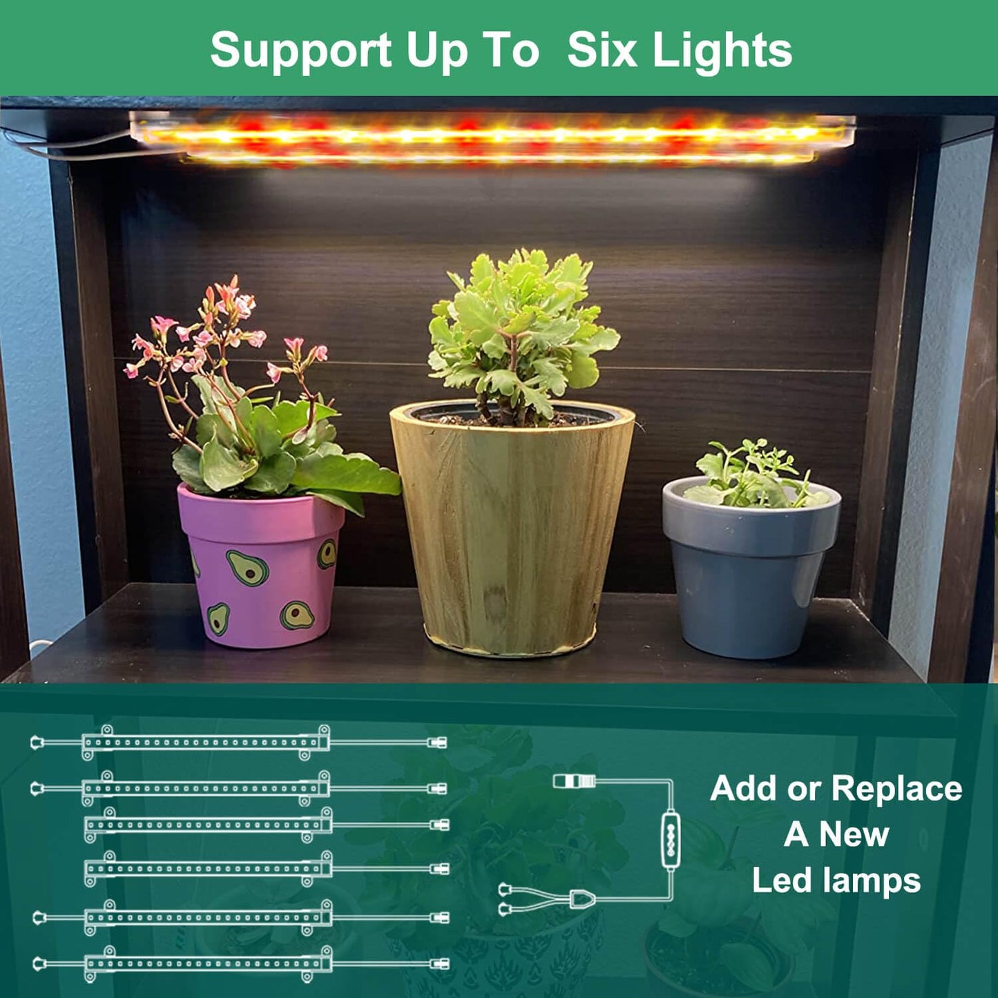 Abonnyc Grow Light Strips 96 LEDs Full Spectrum 10 Inch Warm White & Red Light 4 Pack Multicolor