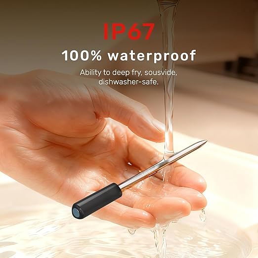 Pro WiFi Wireless Meat Thermometer, Smart App Monitoring, Meat Probe Thermometer, IP67 Waterproof, Digital Wireless Meat Thermometer for BBQ, Oven, Grill, Smoker
