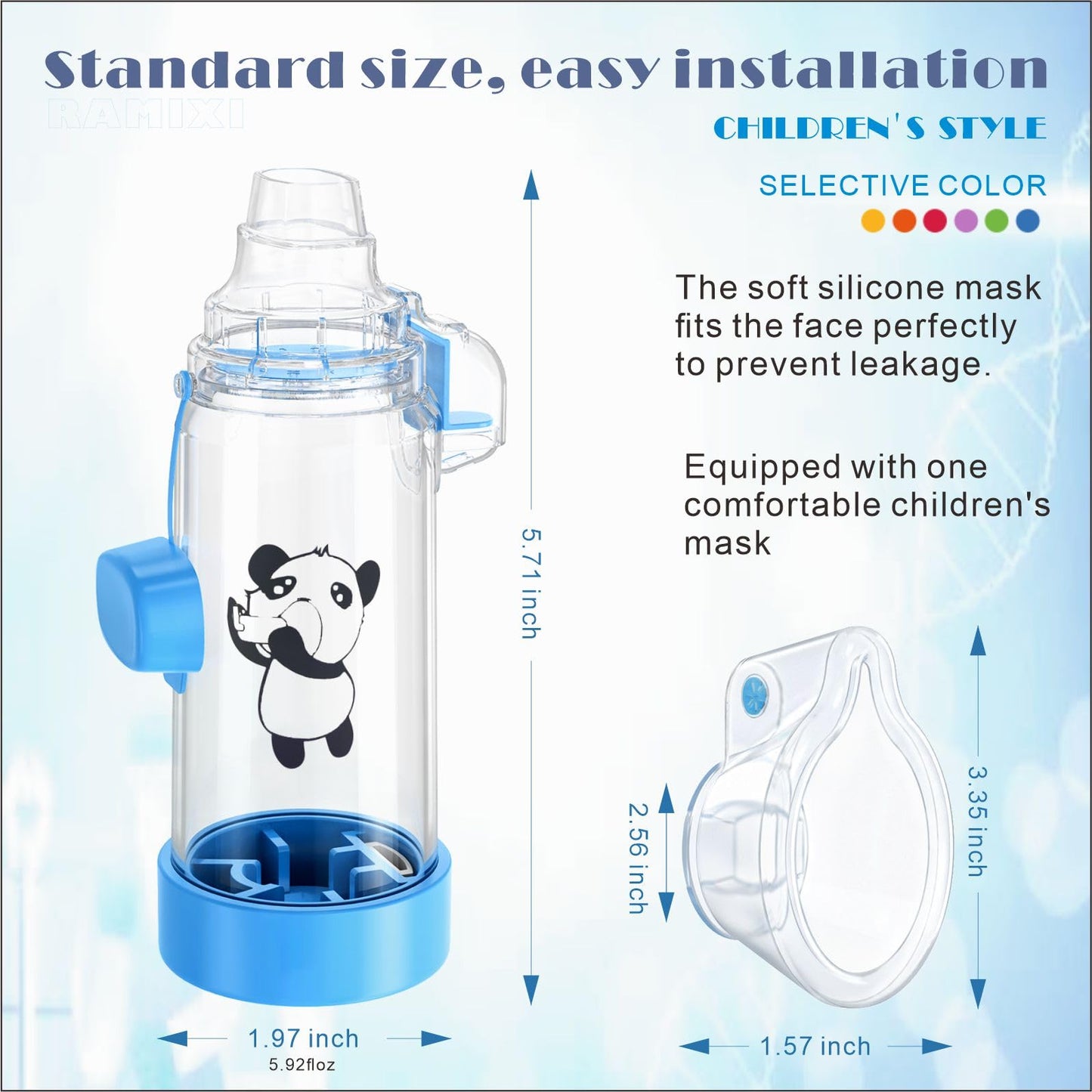 Ramixi Inhaler Spacer for Adult and Kids NESSI OTC SPACER (Panda/Purple/Kids)