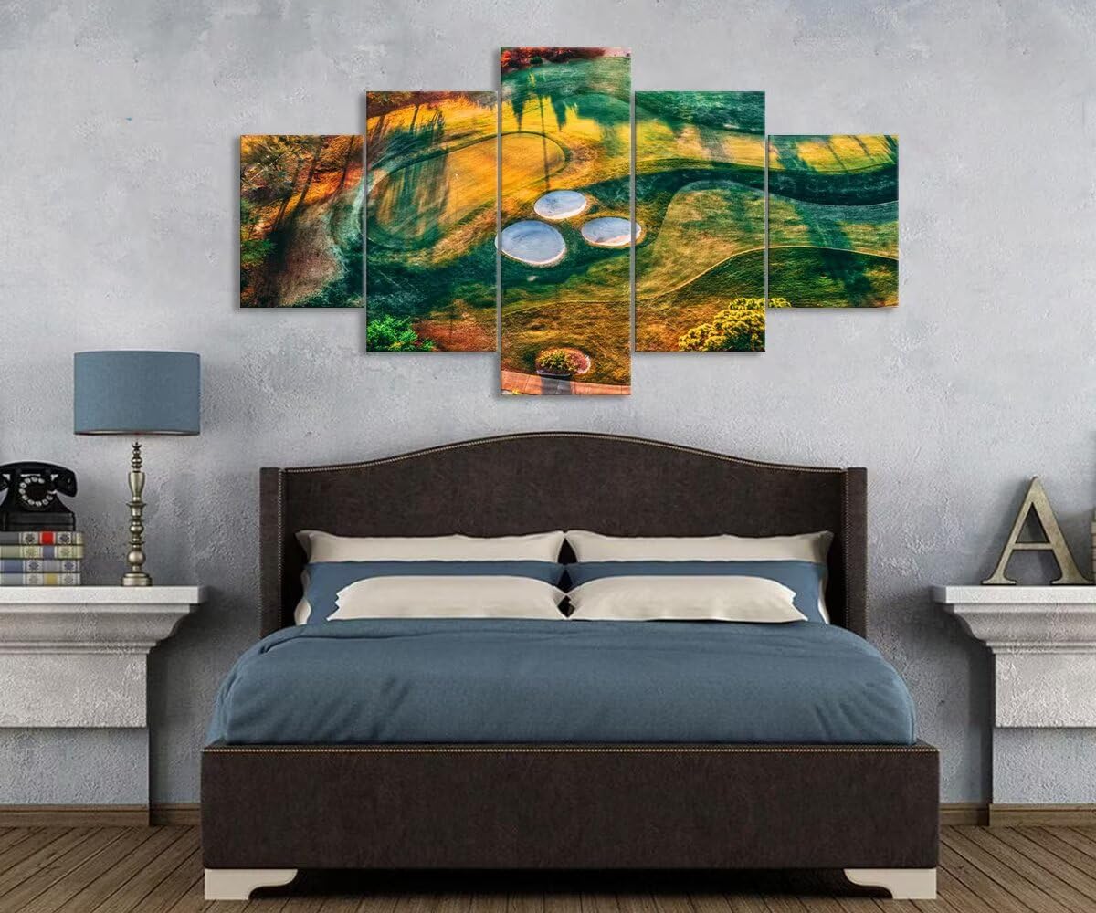 chenchenArt Florida Regatta Bay Golf Course Wall Art for Living Room Bedroom Bathroom Home Decorations Golf Course Pictures Posters Canvas Prints Modern Artwork Framed Ready to Hang(50''W x 24''H)