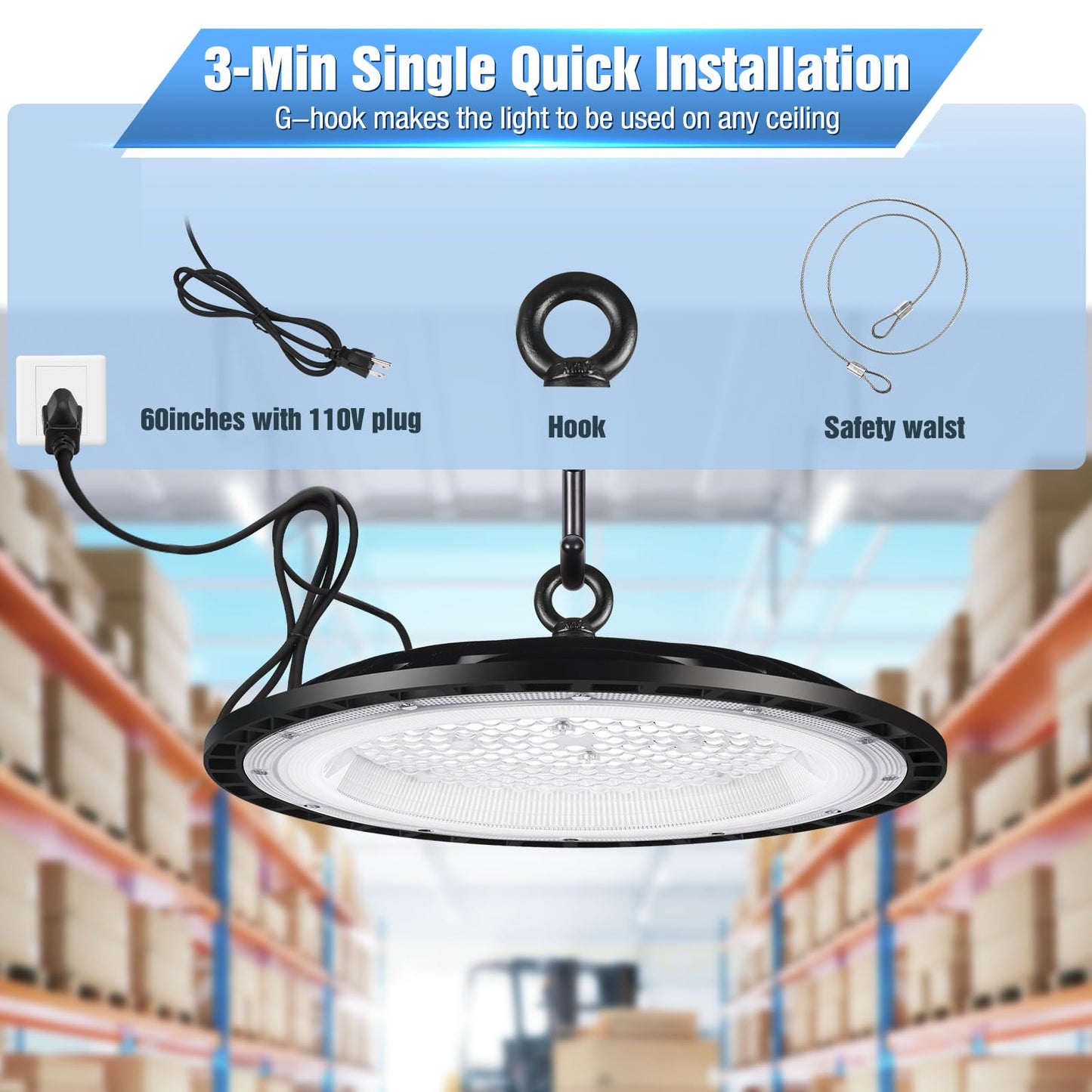 Yanycn 6 Pack 200W Ufo Led High Bay Light Fixture 120Vac 30800Lm 5000K Daylight Commercial Shop Bay Lighting [850W Mh/Hps Equiv.] Us Plug Area Lighting For Warehouse/Barn/Gym/Factory/Workshop
