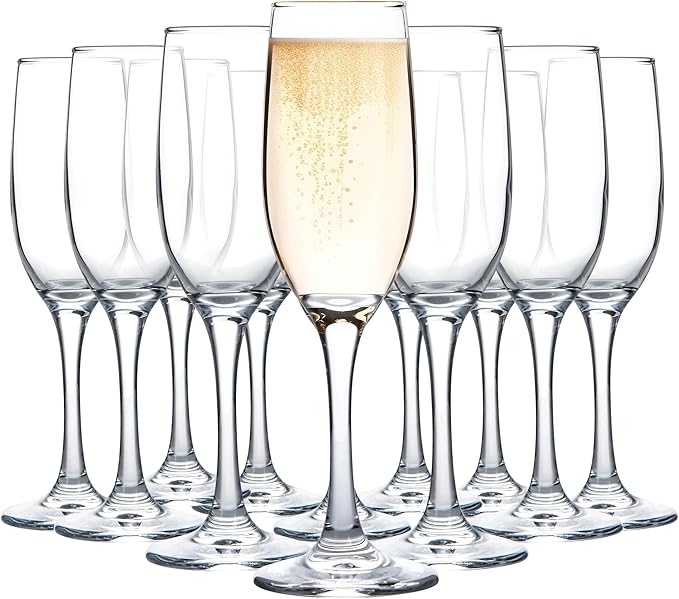 UMEIED Champagne Glasses, Set of 12 Champagne Flutes with Classic Shape, Long stem Sparkling Wine glasses for Wedding, Res...
