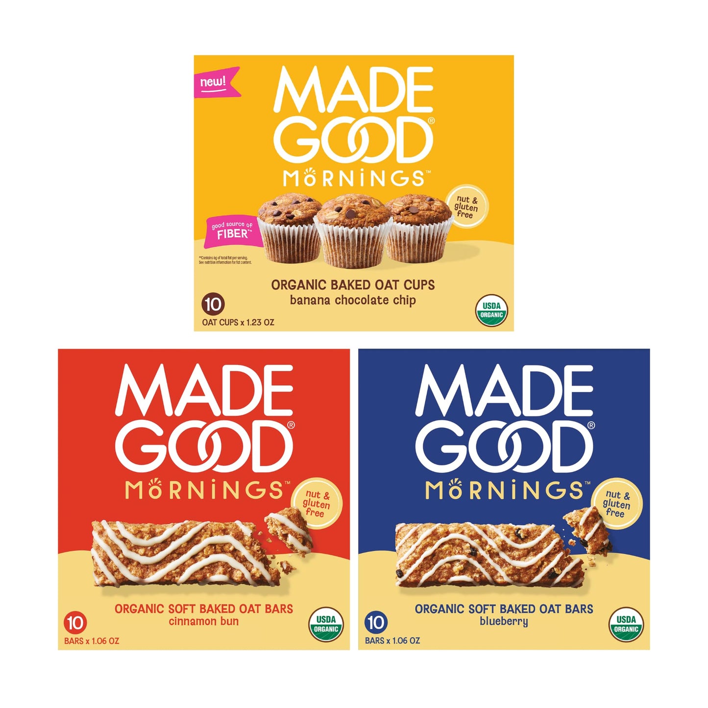 MadeGood Mornings Soft-Baked Oat Bars & Oat Cups Variety Pack (30 count)