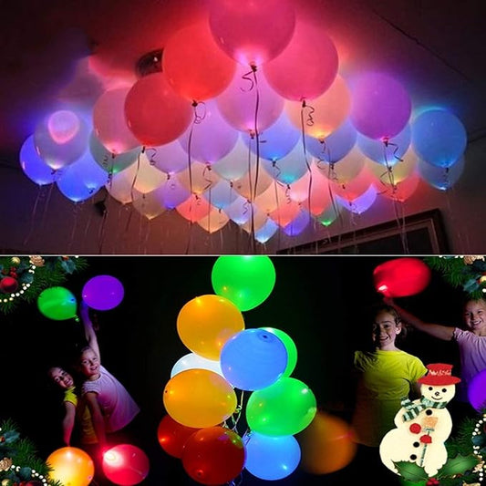 20 LED Light Up Balloons, 12 inch Neon Balloons Mixed Colors Flashing Lasts 24 Hours Glow in the dark for Birthday Glow Pa...