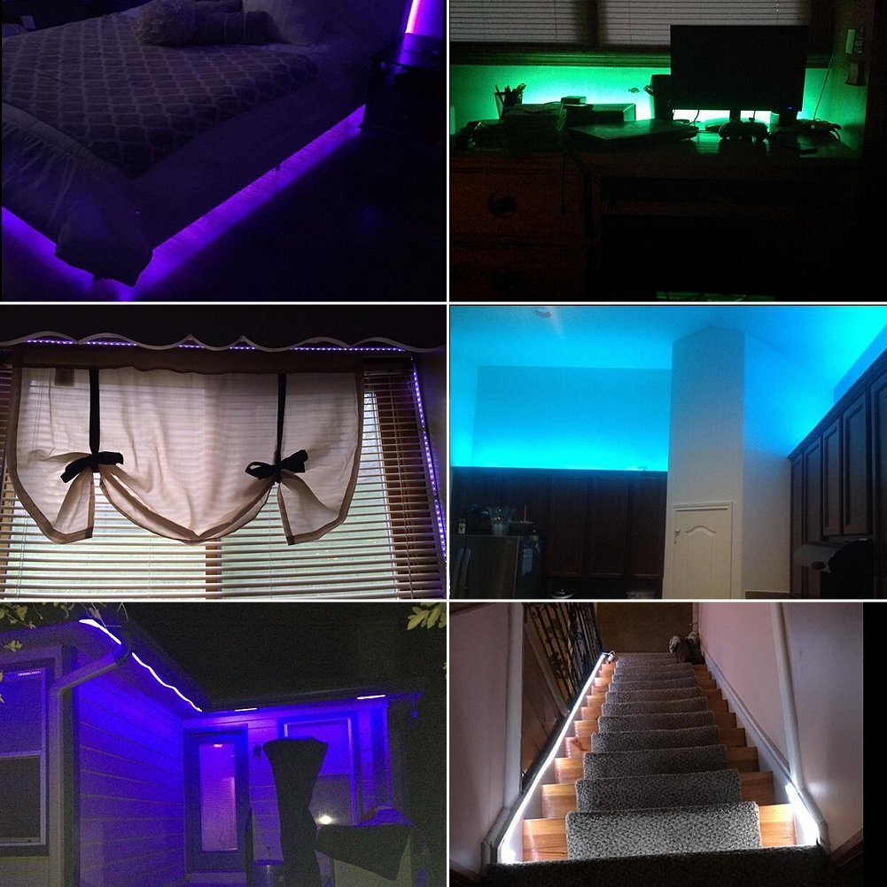 Baoyuteda Battery Powered LED Strip Lights, 5050 RGB, 2M/6.6FT, 60 LEDs, Flexible Color Changing, White
