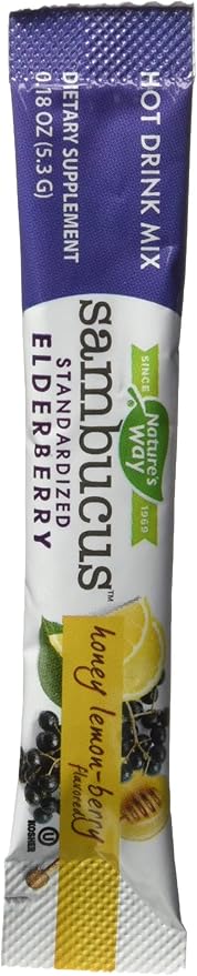 Nature's Way Nature's Way Sambucus Soothing Elderberry Hot Drink Mix, with Vitamin C & Echinacea, 10 Count, Honey Lemon-Berry Flavored, 10 Count (Pack of 12)