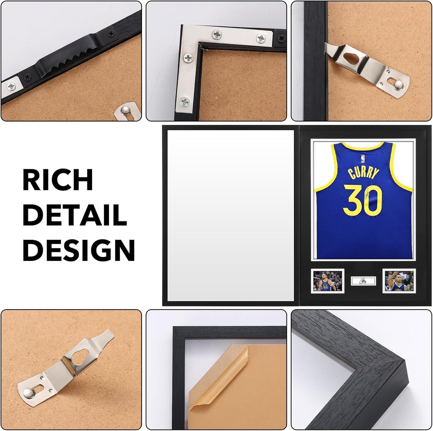 Nice C Jersey Frame Display Cases, Jersey Frame with Pictures Photos, Jersey Shadow Box Shirt Display Case, 98% UV Protection, Football Basketball Soccer (2 Pack)