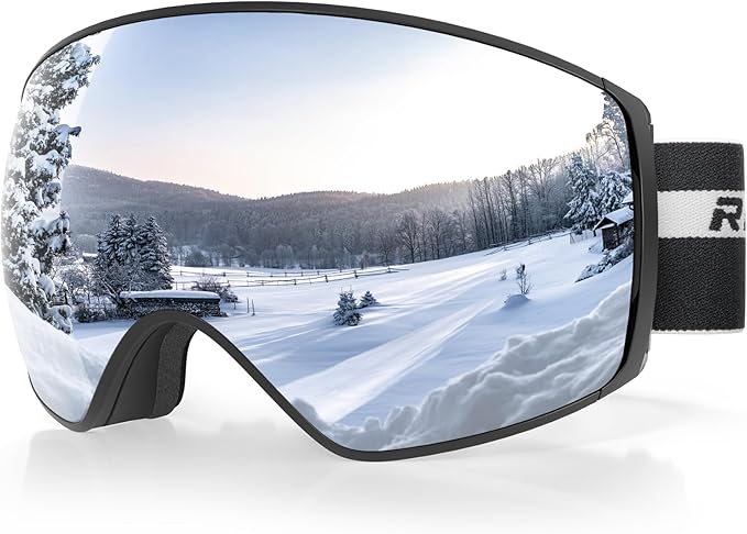 RIOROO Pro Ski Goggles for Men Women, Magnetic With Detachable Anti-Fog Lens, 100% UV Protection, OTG