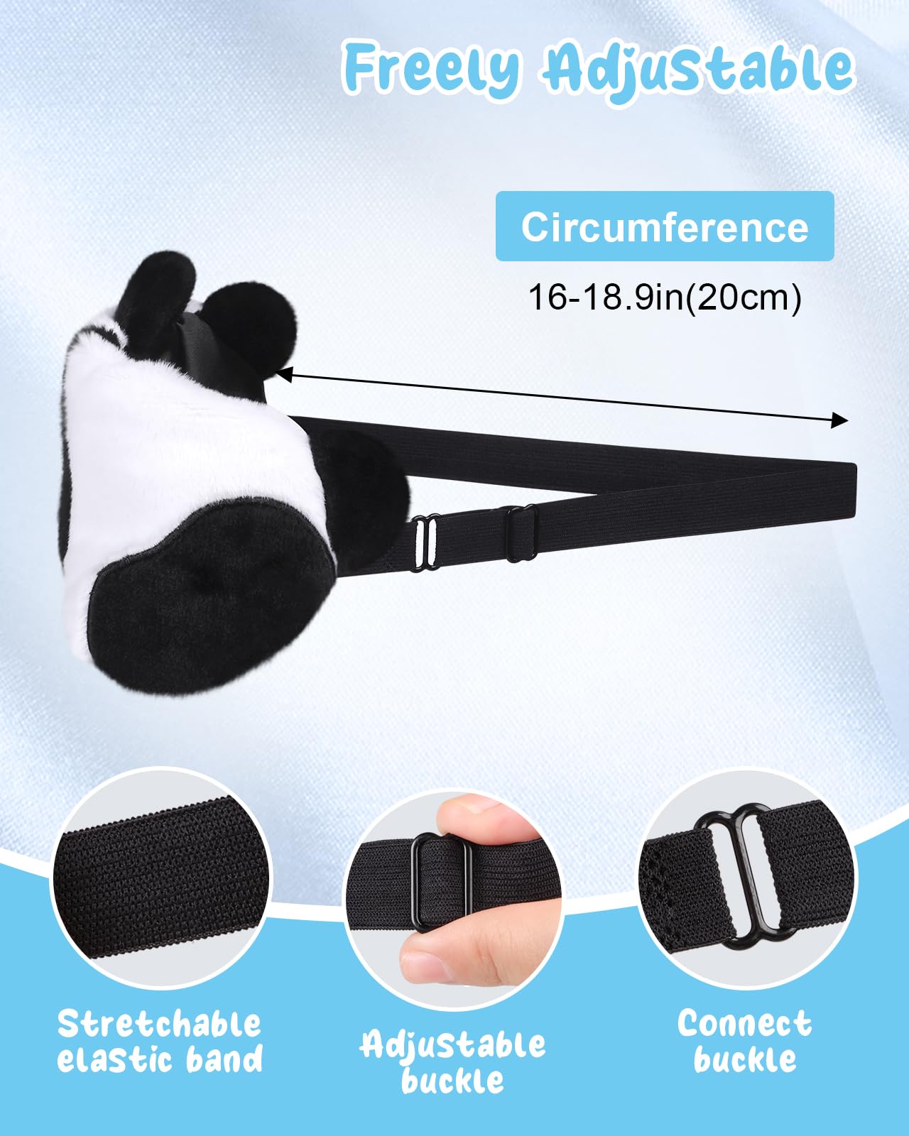 Miss Adola Sleep Mask for Kids - Cute Cartoon Plush Fuffy Sleeping Eye Cover Panda Kawaii Soft Eyeshade with Adjustable Strap Animal Eye Blindfold for Kids Girls Boys Teens