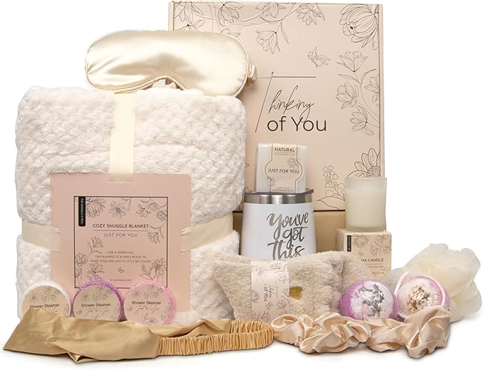 Thinking of You Valentines Day Gift Set for Her, Wife, Mom & Best Friend - Get Well Soon Gifts for Women - Relaxing Self C...
