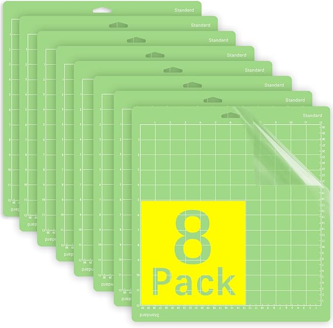 Gwybkq Cutting Mat, Compatible With Cricut Explore One/Air/Air 2/Maker 8 Pack 12x12 Inch Standard Green Grip Adhesive Stic...