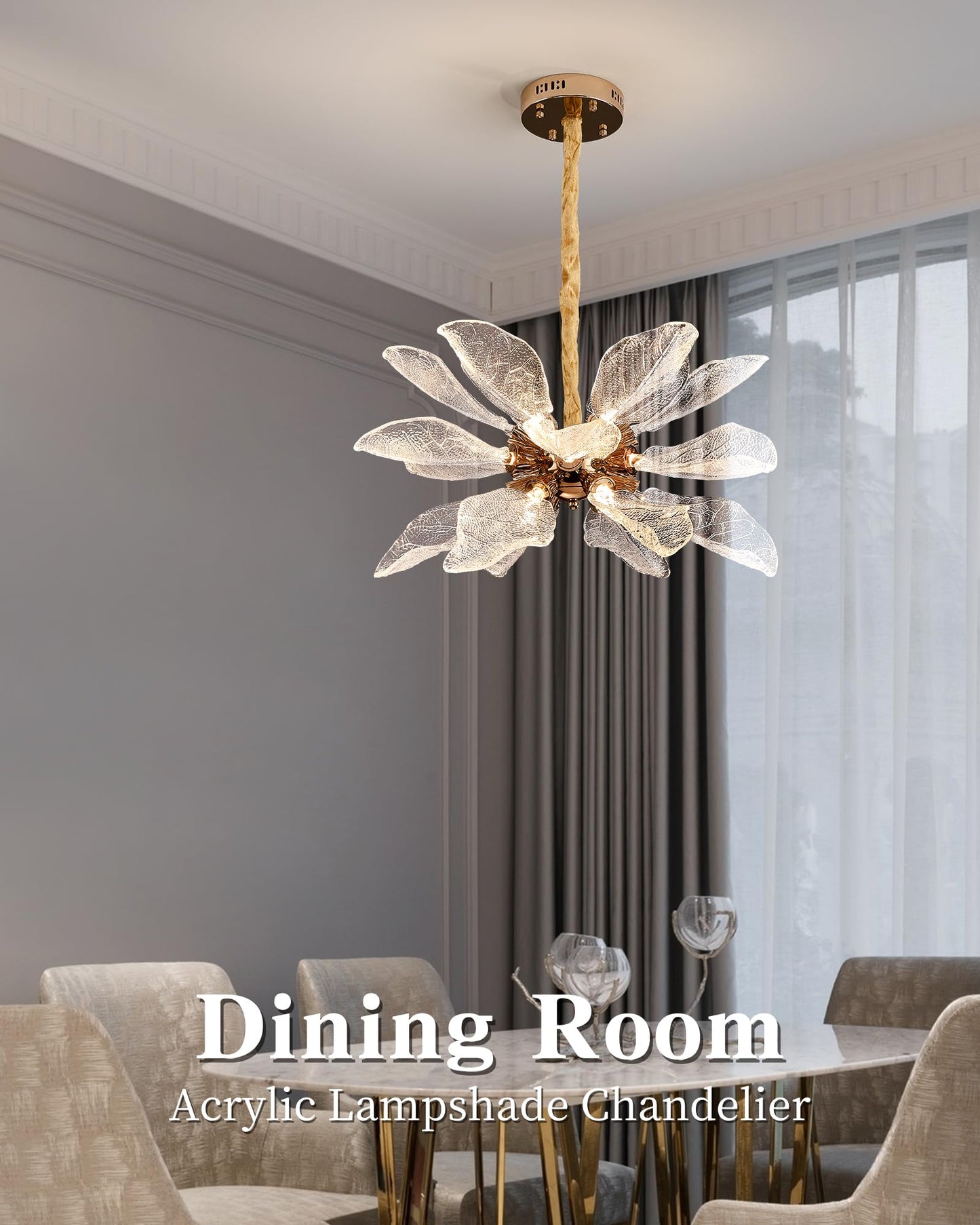 Witkey Modern Tree Branch Leaf Chandelier  18-Light 25.59 stylish Gold Pendant Lighting  Led 40W 3000K Warm White Chandeliers  Adjustable Height For Living Room  Dining Room  Bedroom  Kitchen Island