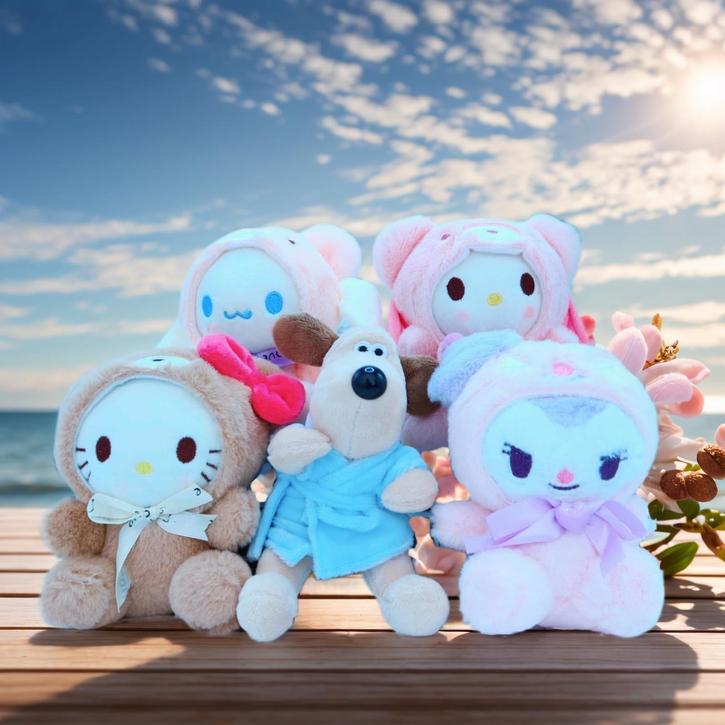 Cartoon Bag Charms Cute Plush Keychain for Women Girls, 5" Soft Backpack Key Chain Cute Animals Bag Keychain(Pink girl)
