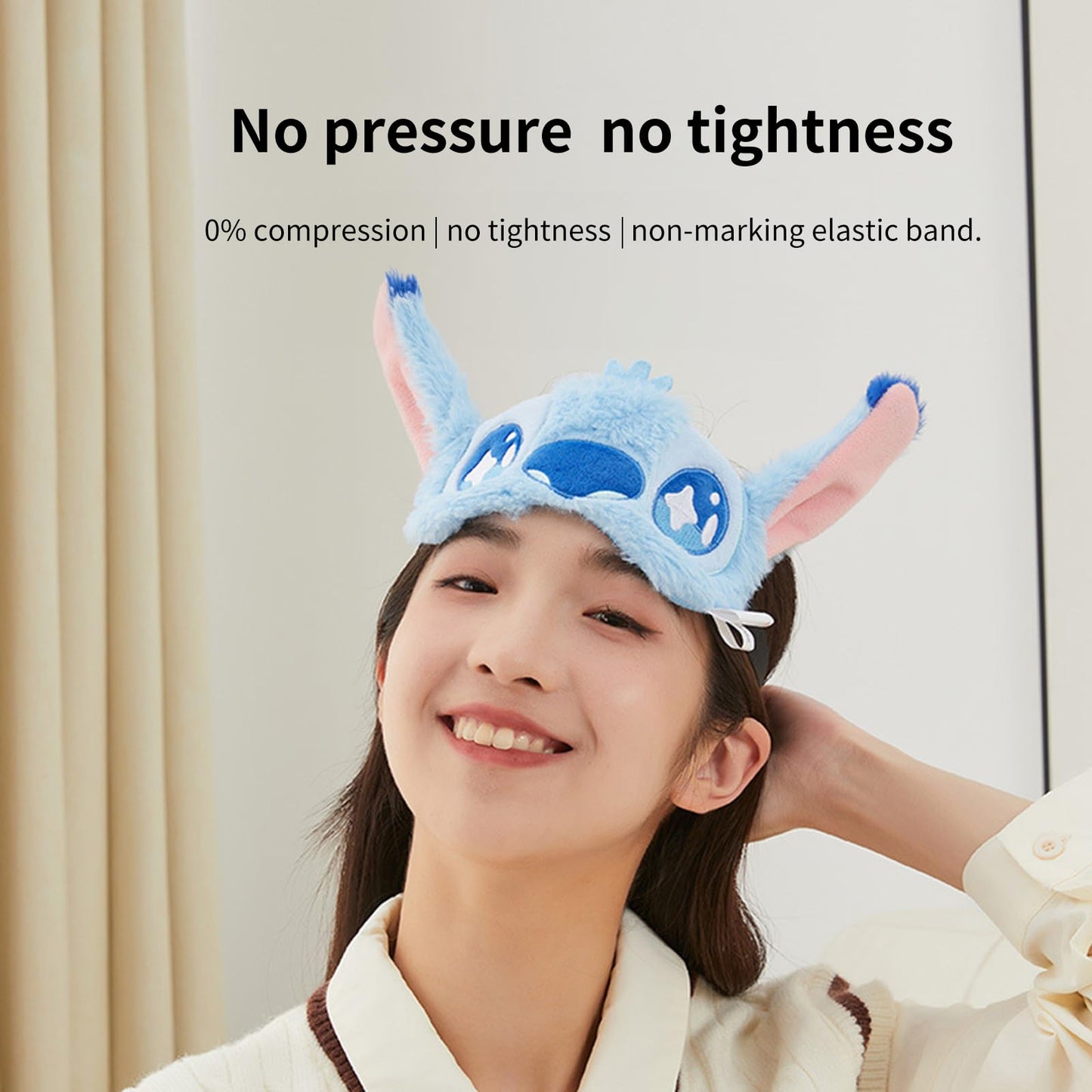 Cute Eye Masks for Sleep Cartoon Plush Blindfold Soft Funny Travel Eye Cover for Women Girls (Blue)