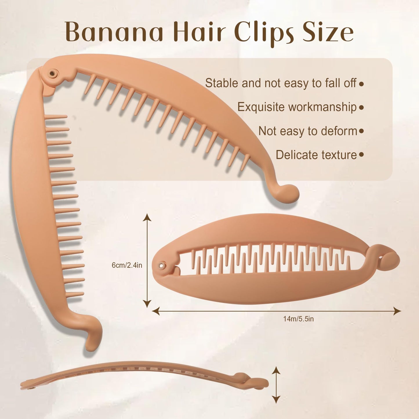 Gift4U Banana Hair Clip, 4 PCS Large Banana Clips for Women, Flexible Hair Clips for Thick Hair, Classic Hair Comb for Any Occas