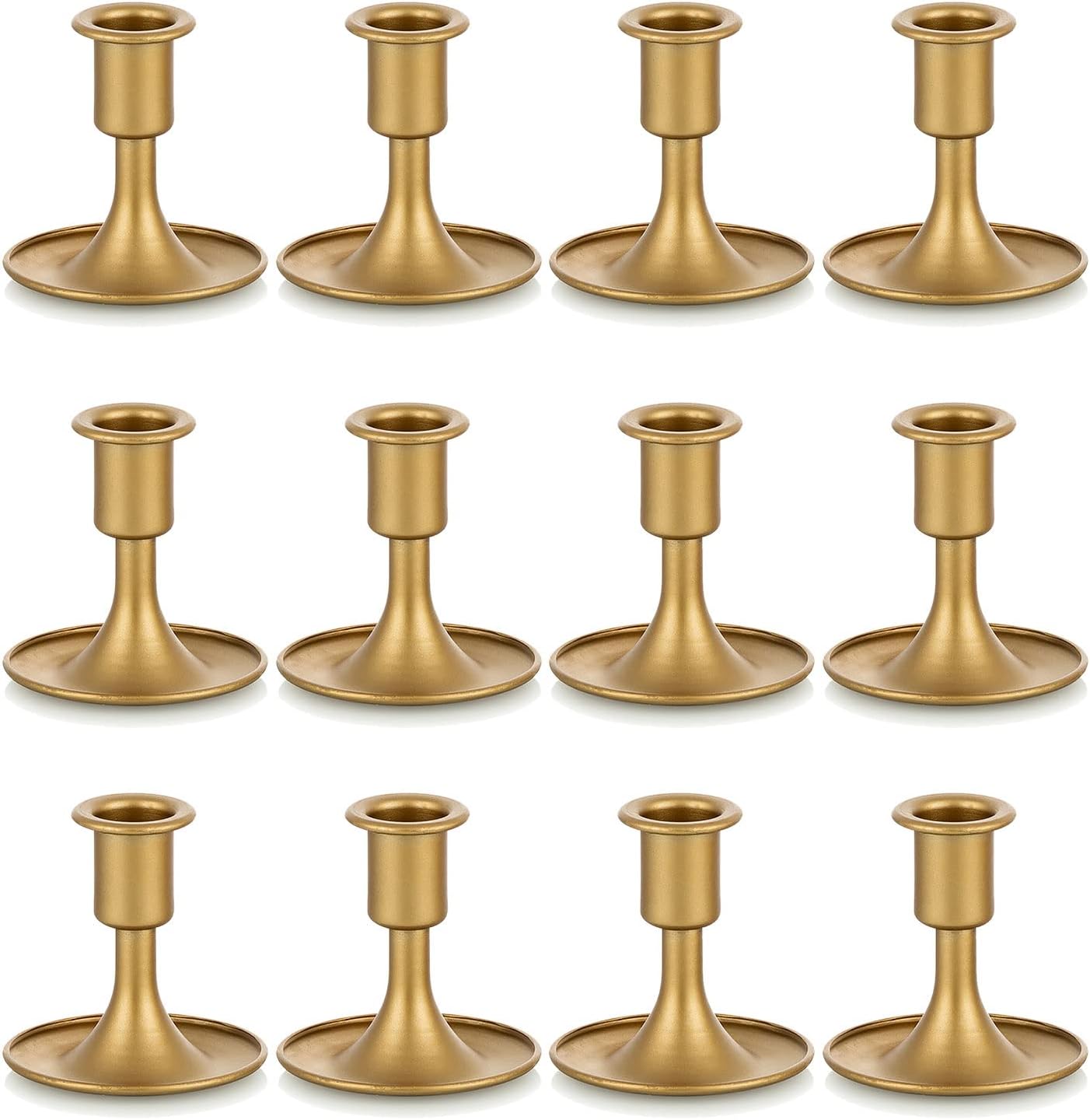 Candlestick Holders Taper Candle Holders, Romadedi Gold Candle Stick Candle Holder for Table Centerpiece, Wedding Reception, Festive Christmas Mantel Decoration or Home Decor, Set of 12