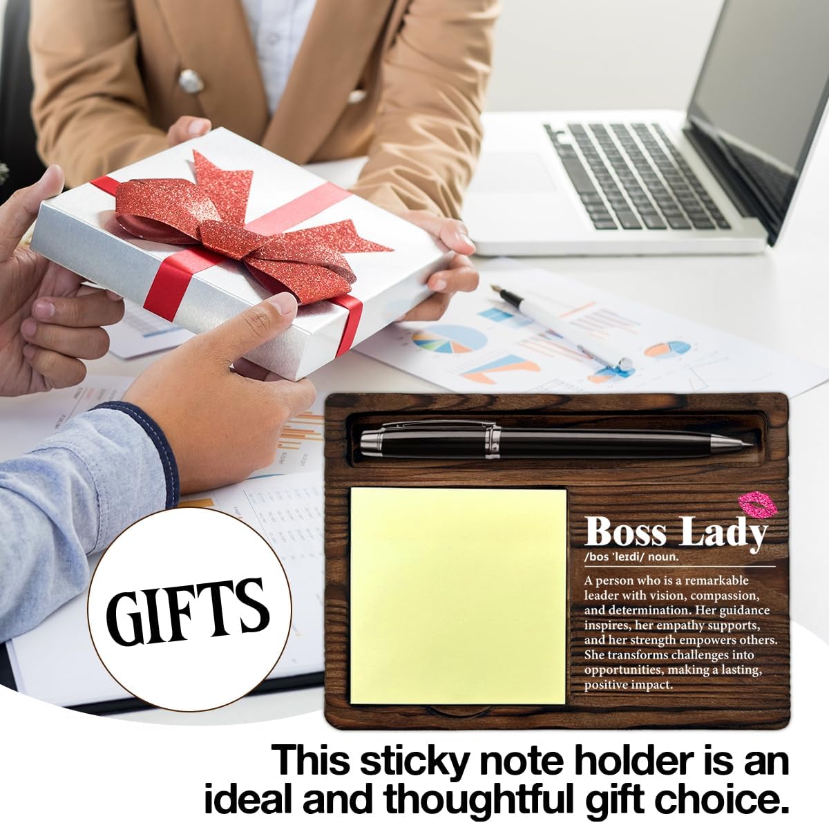 Gifts for Boss Lady Female Boss's Day Retirement Farewell Birthday, Boss Lady Definition Sticky Note Holder Office Cubicle Decor