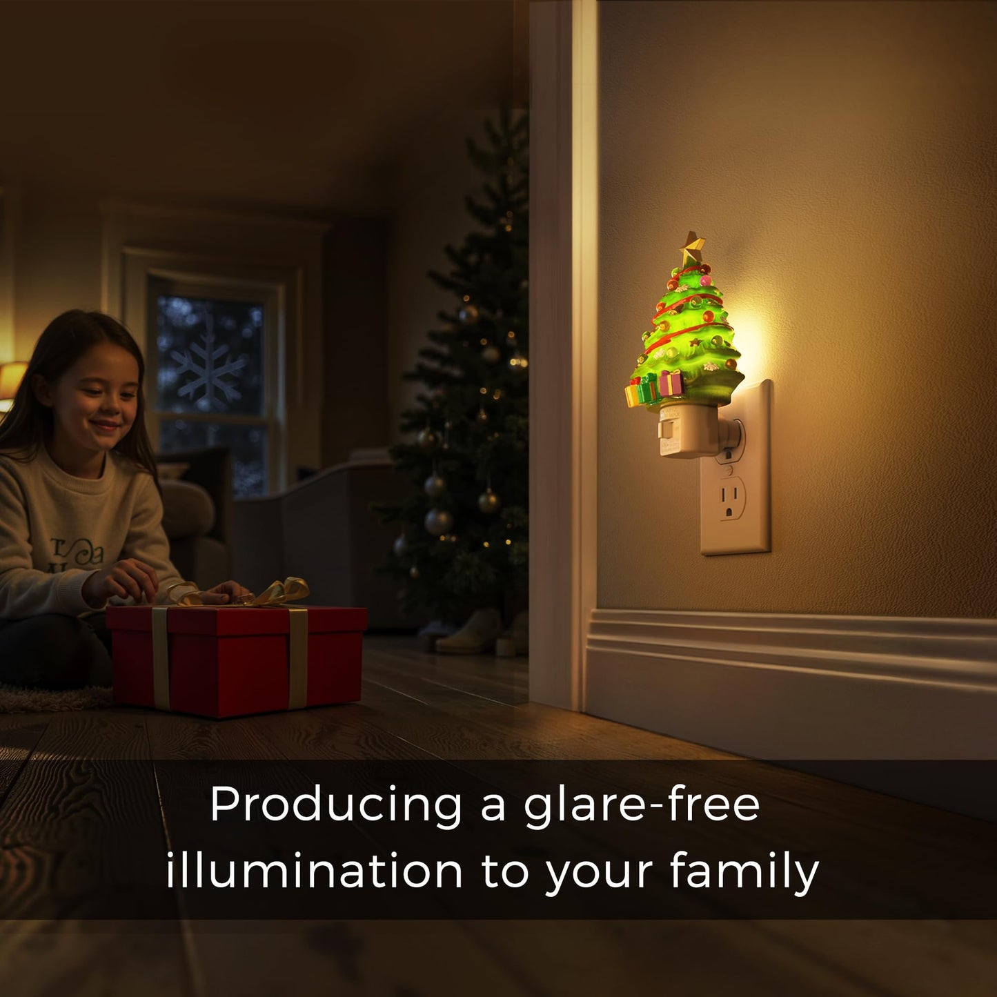 L Lohas Led Christmas Tree & Snowman Night Light  3000K Warm White Plug-In Resin Nightlight  360?Rotatable For Kids Room  Holiday Party & Home Decor  1 Pack