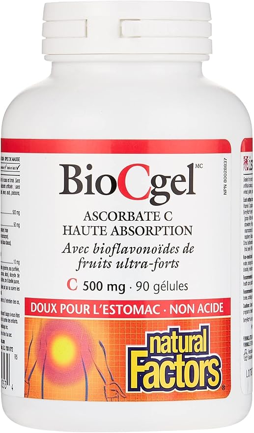 Natural Factors - BioCgel Buffered Vitamin C with BerryRich, Gentle on The Stomach, 90 Soft Gels