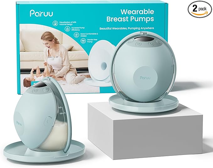 Paruu P20 Hands-Free Wearable Electric Breast Pump - 4 Modes & 12 Suction Levels, 19/21/24mm Double-Sealed Flanges, Visibl...