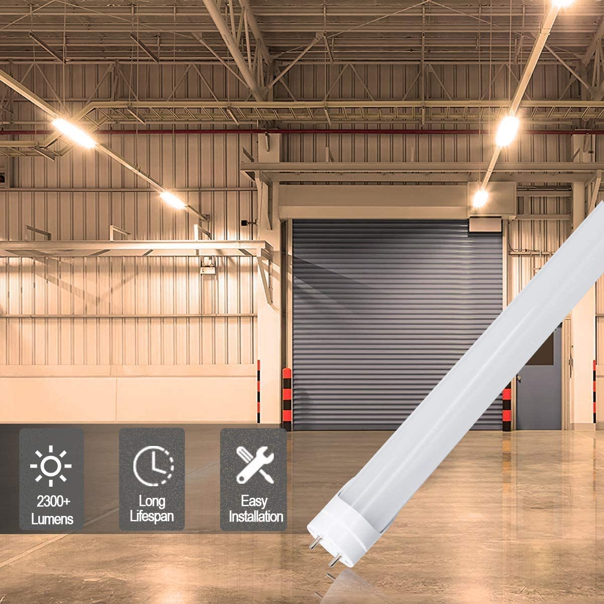 Lightingwill Led T8 Light Tube 2Ft  Warm White 3000K-3500K  Dual-End Powered Ballast Bypass  1000Lumens 10W 4W Fluorescent Equivalent  Frosted Cover  Ac85-265V Lighting Tube Fixtures  1 Pack