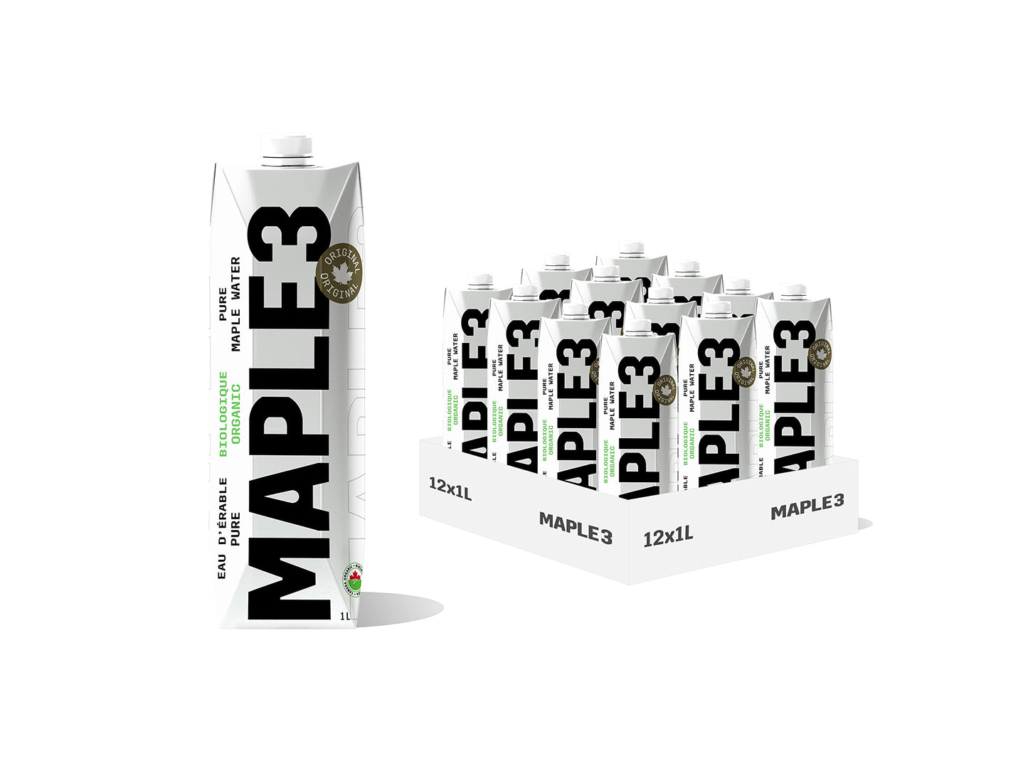 Maple3 Organic Maple Water, 100% Natural Hydratation, Straight from a Tree, 1 Ingredient (Maple Sap), 46 Essential Bioactive Com