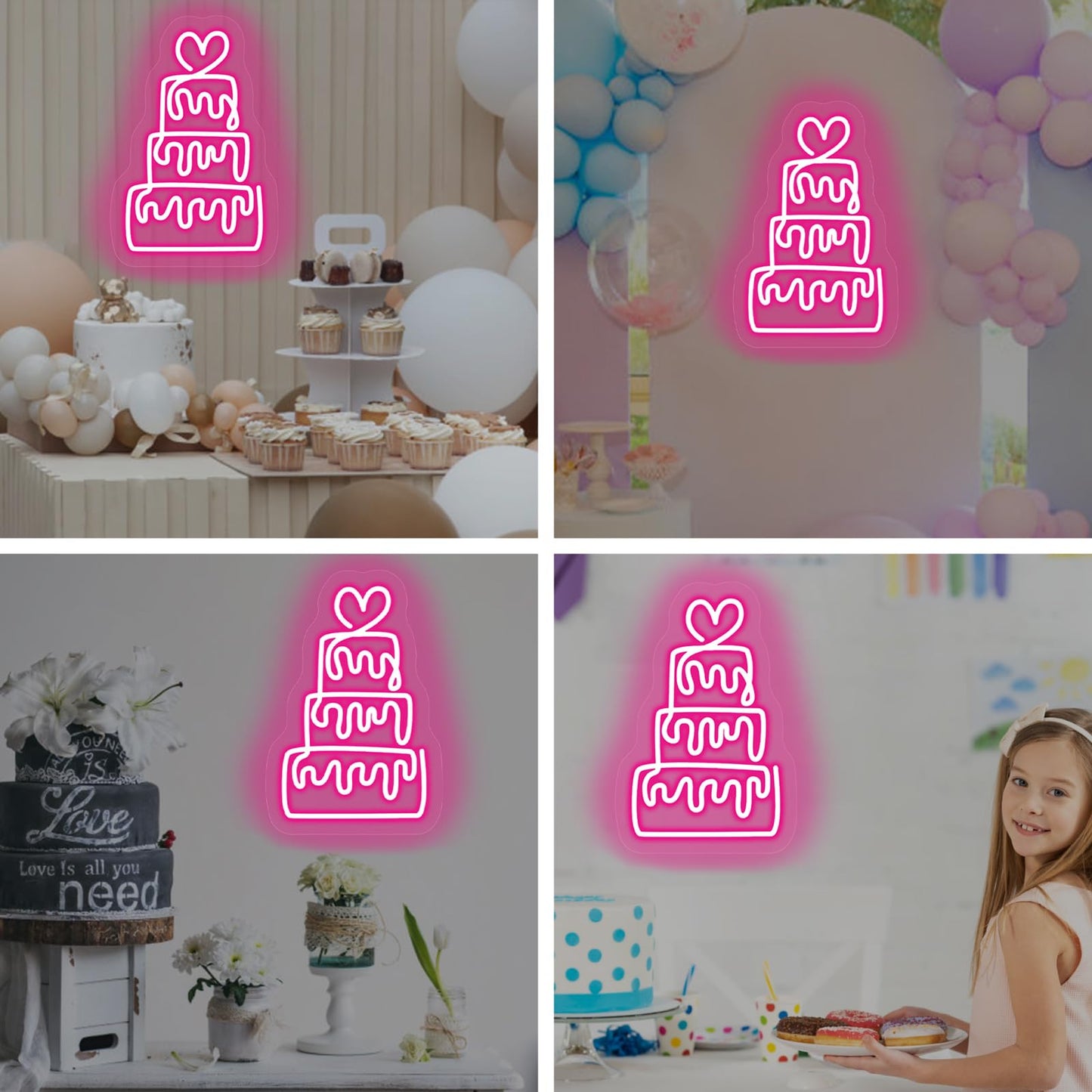 Birthday Cake Neon Sign For Wall Decor Led Dimmable Acrylic Neon Light Up Birthday Party Sign Banner Handmade Wall Art Lights For Food Shop Shops Christmas Birthday Party Gift