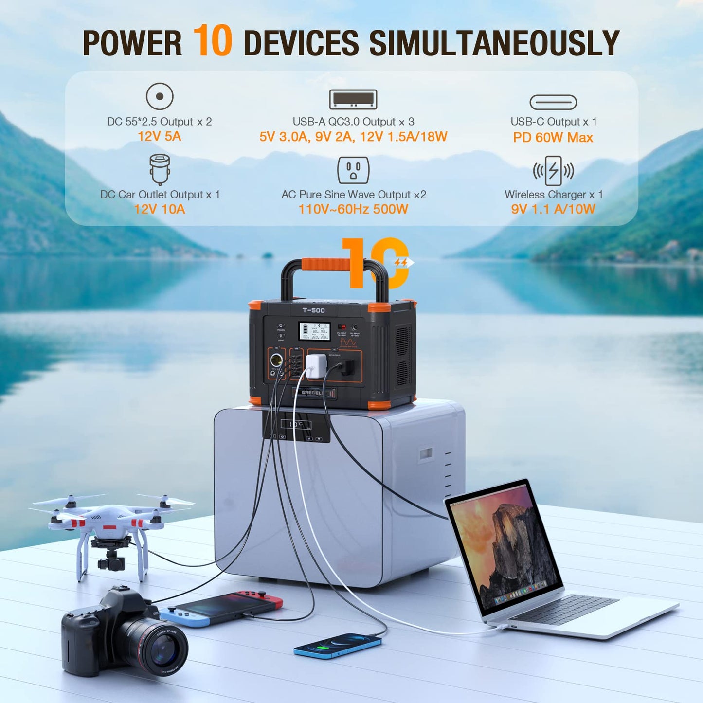 500W Portable Power Station With 100W Solar Panels 519Wh Solar Generator Outdoor Backup Lithium Battery Pack Power Supply With A