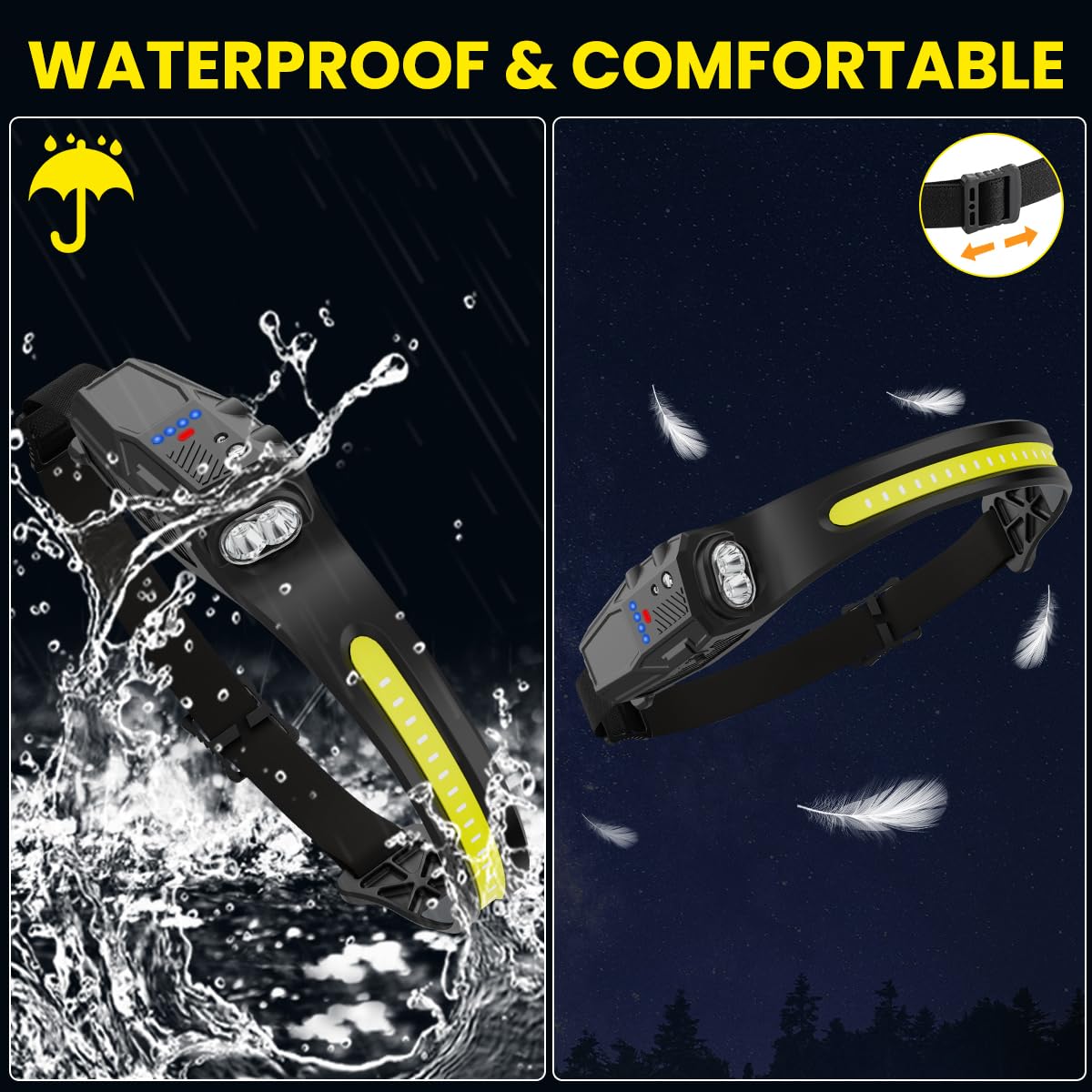 Headlamp Rechargeable 6Pack  230 Wide Beam Led Headlamp  7Mode Headlamps For mature-themeds  Head Lamp With Motion Sensor  Red Light Head Lamps Led Rechargeable  Head Lights For Forehead Running Camping