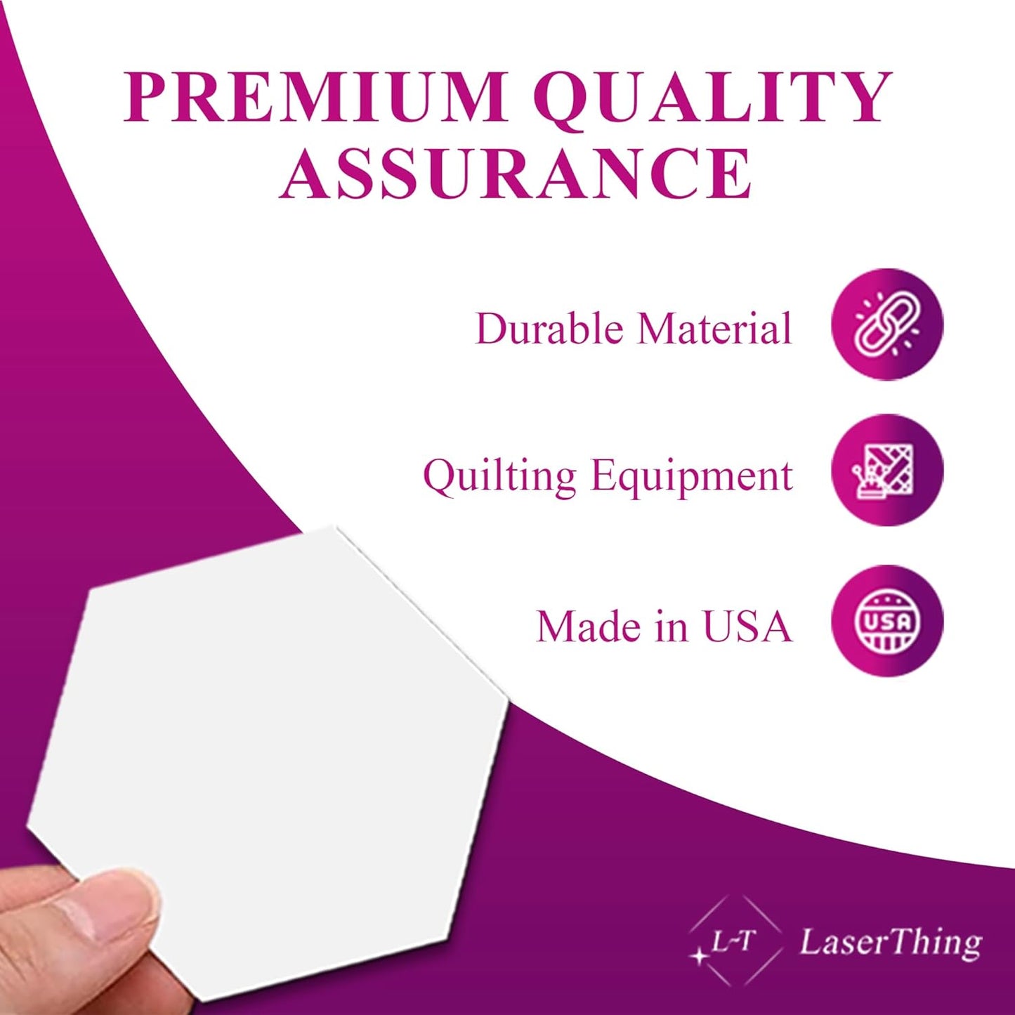 LaserThing Quilting Paper Templates | Handy Tools for Crafting Quilt Patterns | Ideal for Precision Quilting Projects | Includes 1'' Hexagon EPP Set - 100 Pieces