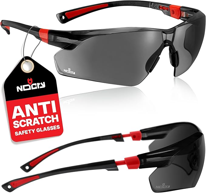 NoCry Safety Sunglasses with Green Tinted Wraparound Lenses; Tinted Safety Glasses for Men and Women with Adjustable Arms...