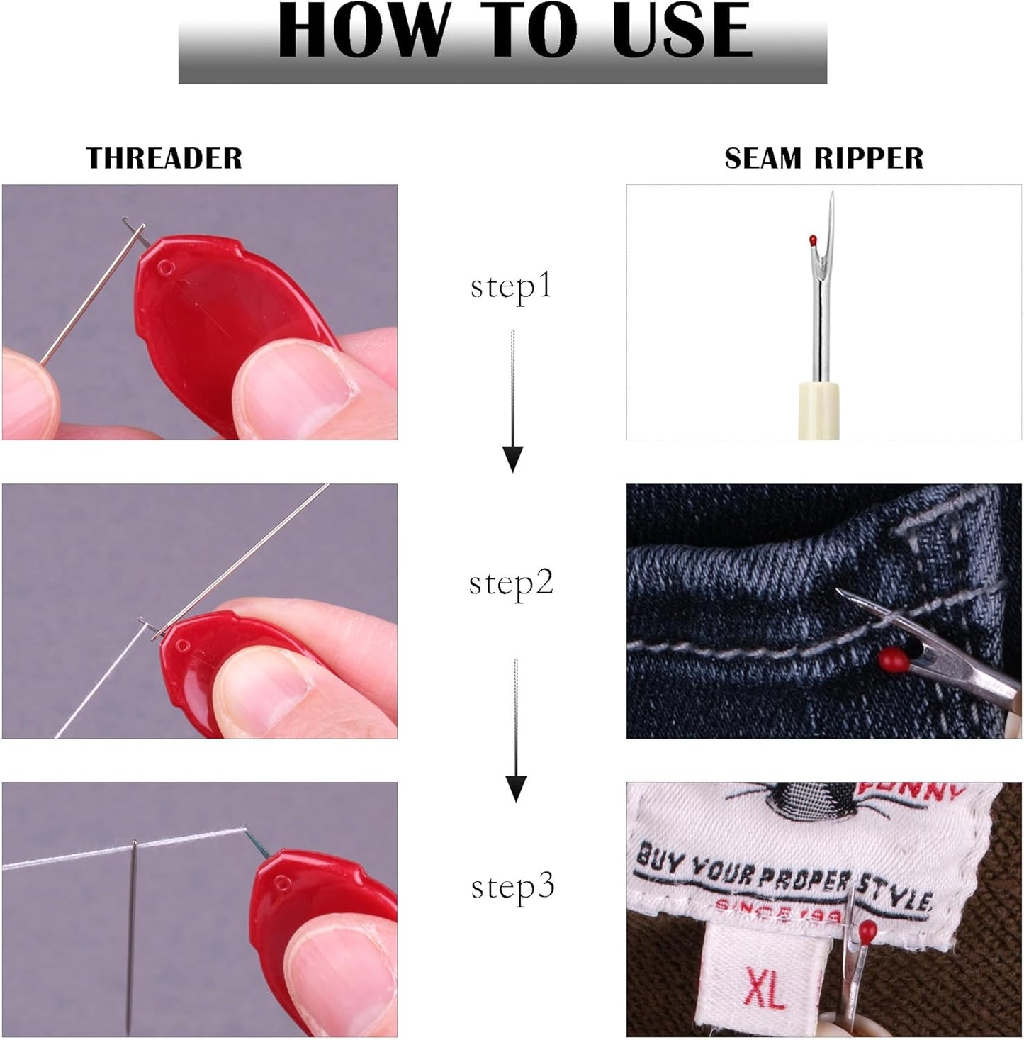 meeggrace Needle Threader, Small Needle Eye Threader Tool, Easy Threader for Machine and Hand Sewing, Fast and Precise Threading, Ideal for Needlework, with Transparent Box, 5 Colors in A Box(6PCS)
