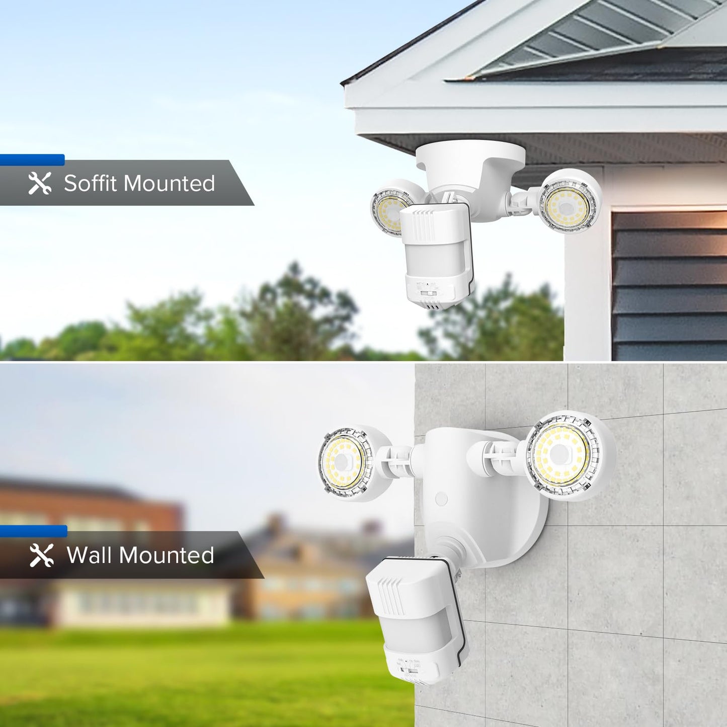 Sansi 25W Motion Sensor Outdoor Flood Light, 3000Lm, 5000K Dusk To Dawn, 4 Modes, White, Model C2440-Mw-25W