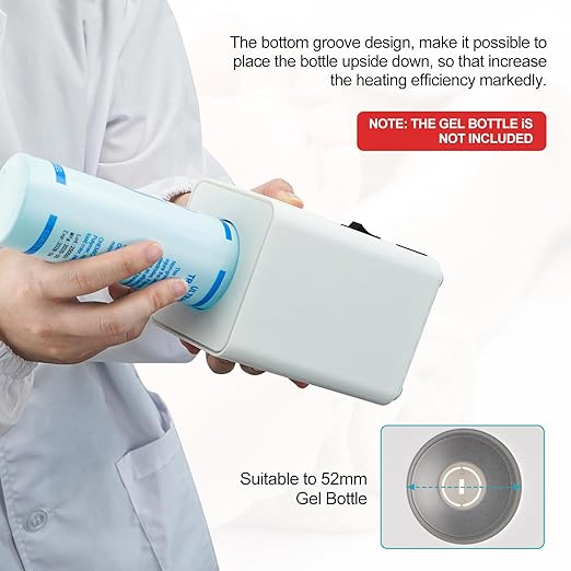 PER4MANCE Electric Single-Bottle Gel Warmer, Adjustable Temperature (93-113℉) & Overtemperature Alarm, Inverted Gel Bottle Slot to Enhanced User Comfort