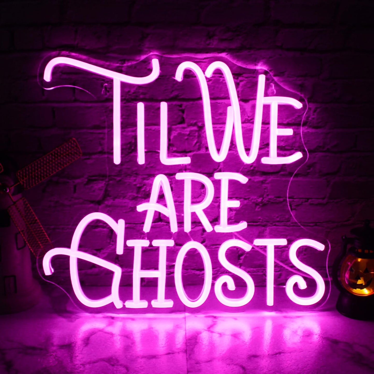 Til We Are Ghost Neon Sign Pink Gothic Home Decor ValentineS Day Decor Sign Goth Room Sign For Bedroom Living Room Office Dorm Valentines Gift Birthday Wedding Party Decor Halloween