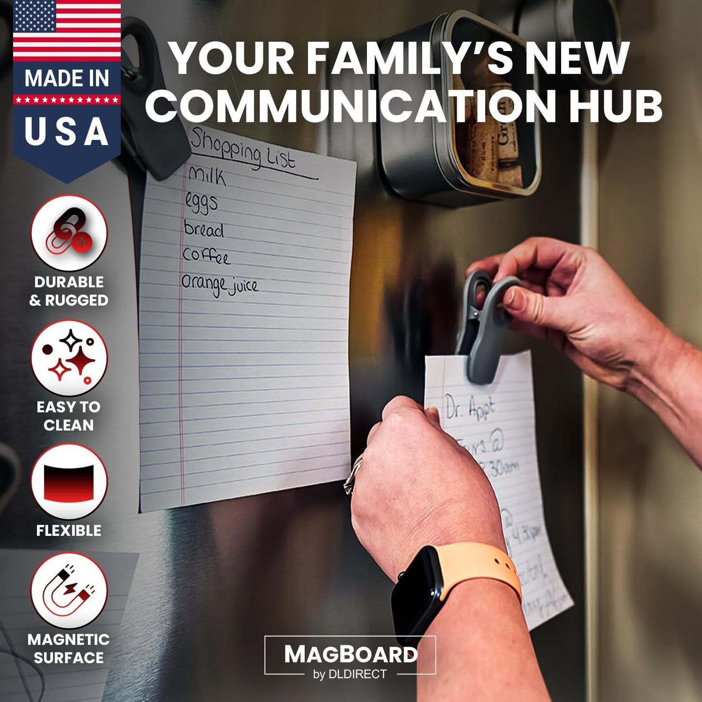 Diamond Life Magnetic Board - Memo & Vision Board for Home, Office, and Classroom - Magnet Board for Kids - Pre-drilled Mounting Screws Included (Black 24"x36")